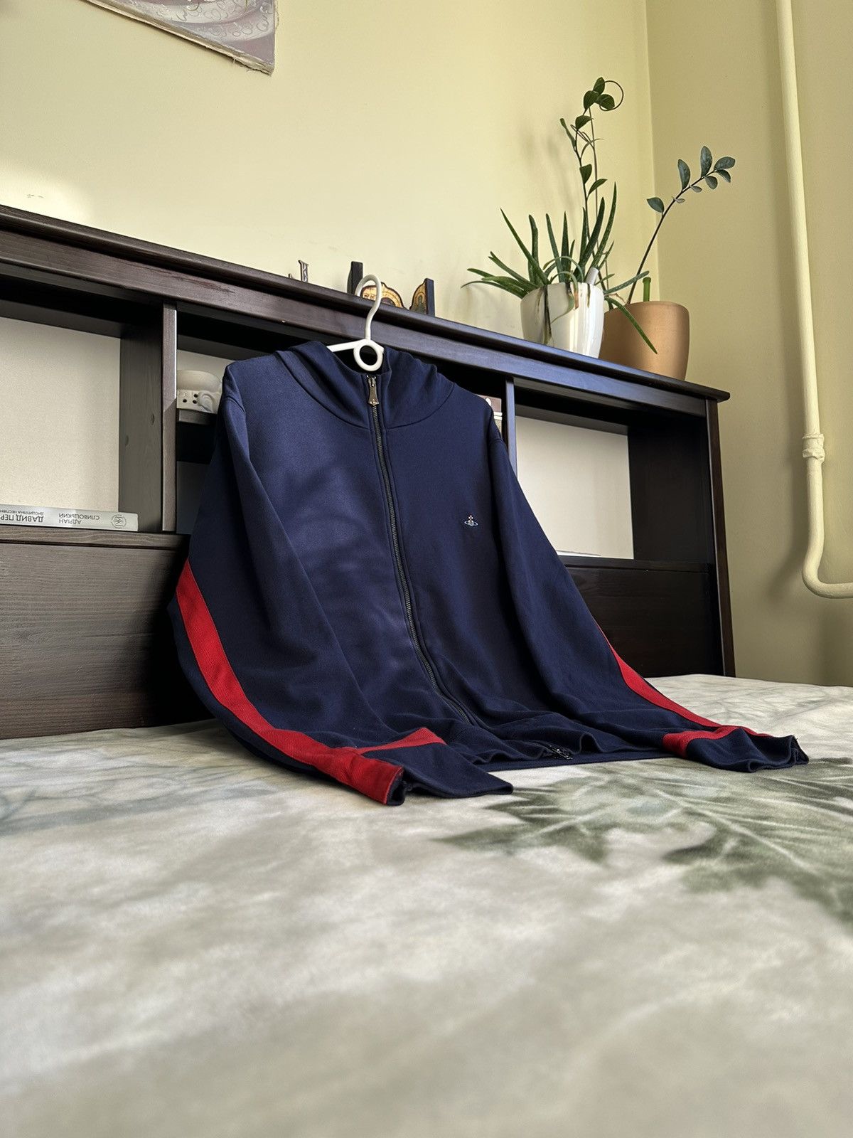 image of Vivienne Westwood Orb Logo Zip Hoodie in Blue, Men's (Size Large)