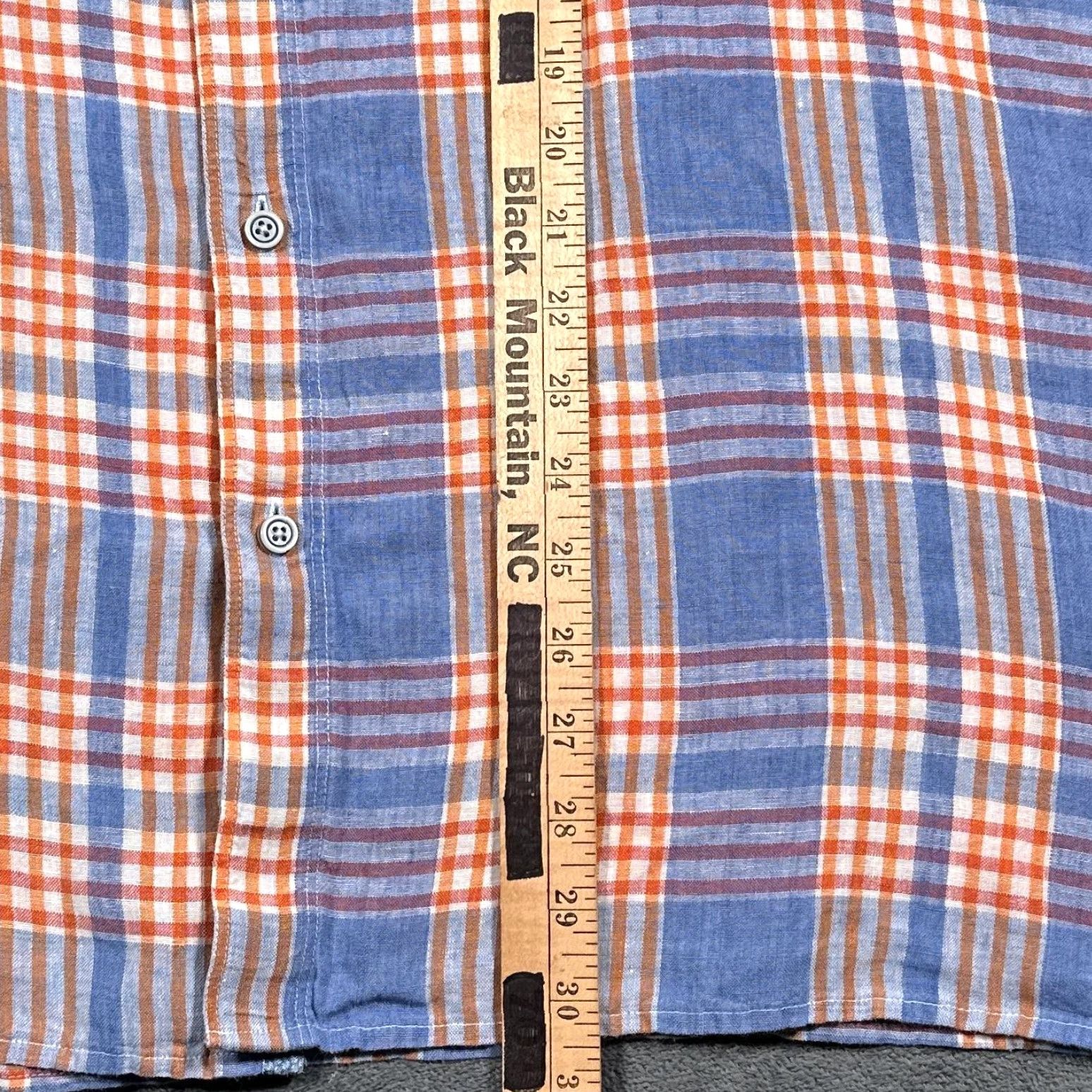 Johnston & Murphy Johnston & Murphy Men's Short Sleeve Linen Shirt 3XL Blue Orange Plaid Summer Casual Size US XXL / EU 58 / 5 - 6 Thumbnail