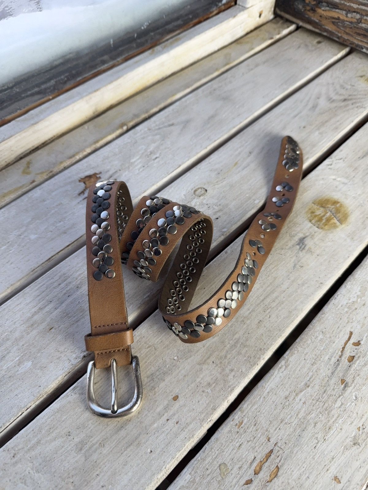 Hysteric Glamour Vintage Leather Belt Y2K Rhinestones Punk Metal Avant Garde Size ONE SIZE - 1 Thumbnail