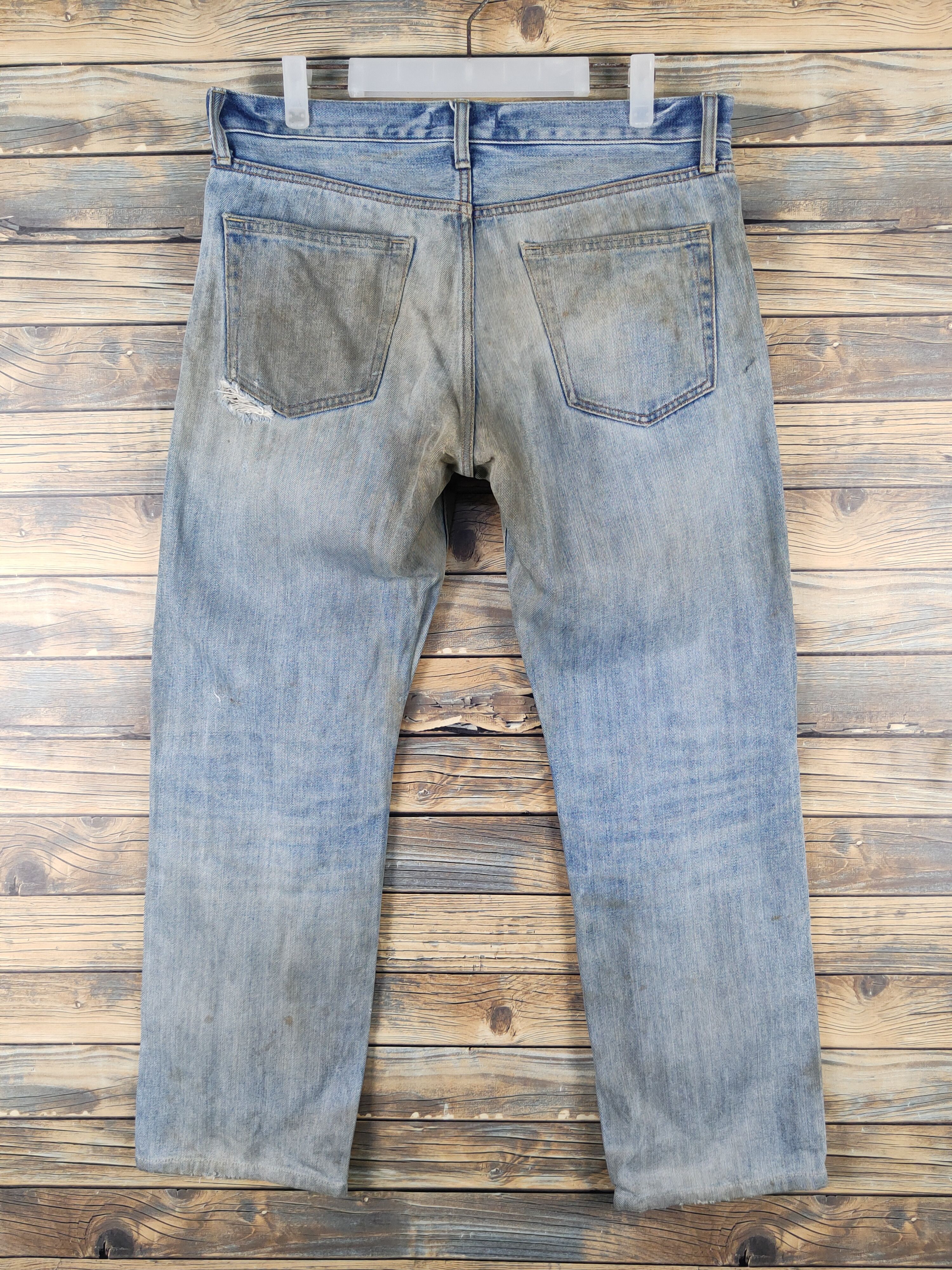 Japanese Brand Uniqlo Blue Faded Distressed Ripped denim Jeans #W2065 Size US 34 / EU 50 - 7 Thumbnail