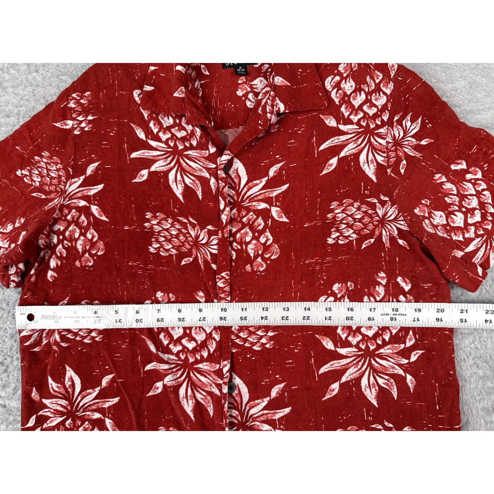 George George Shirt Adult Medium Red White Floral Button Up Hawaiian 100% Rayon Size US M / EU 48-50 / 2 - 7 Thumbnail