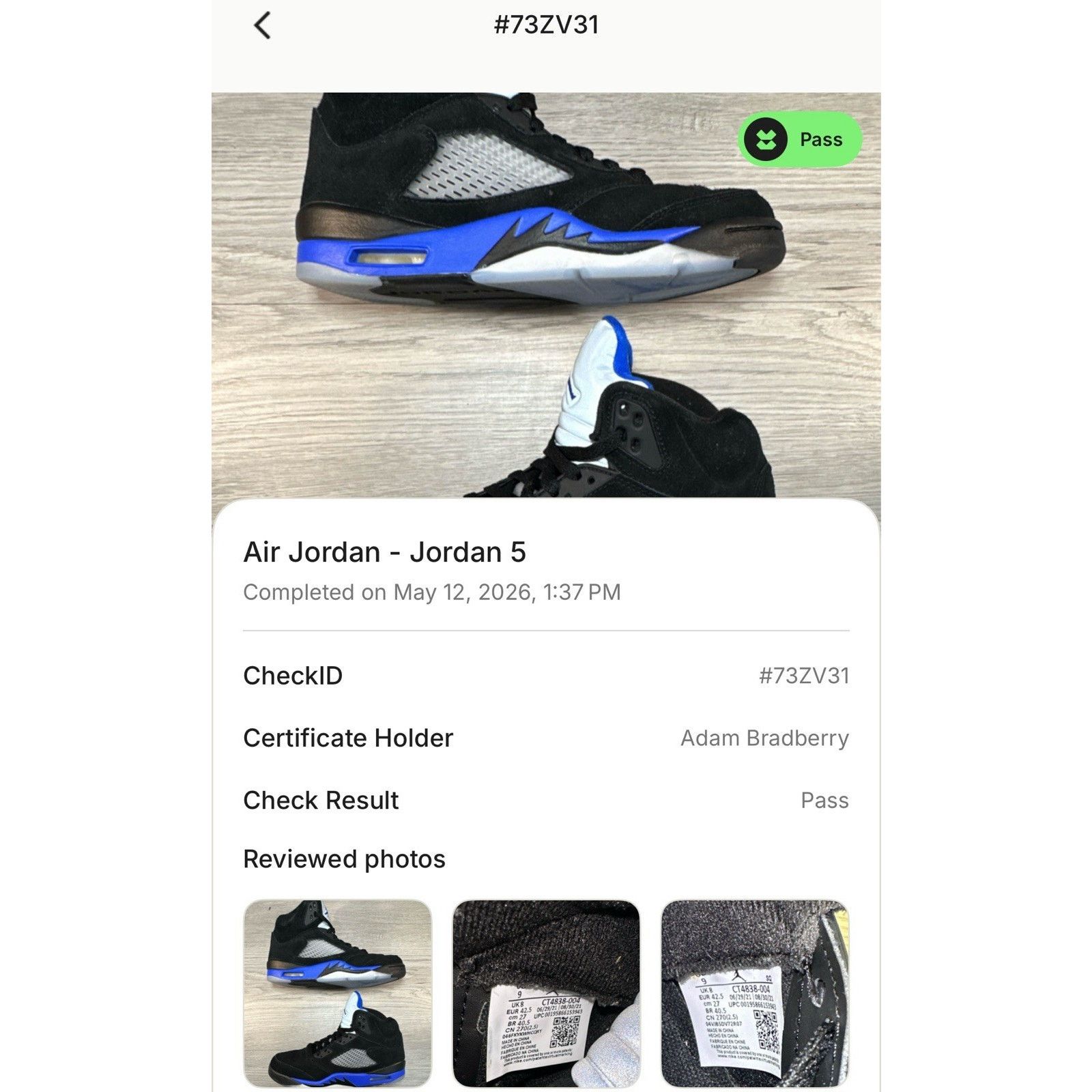 Jordan Brand Jordan 5 Retro Racer Blue - Size 9 Size US 9 / EU 42 - 10 Thumbnail