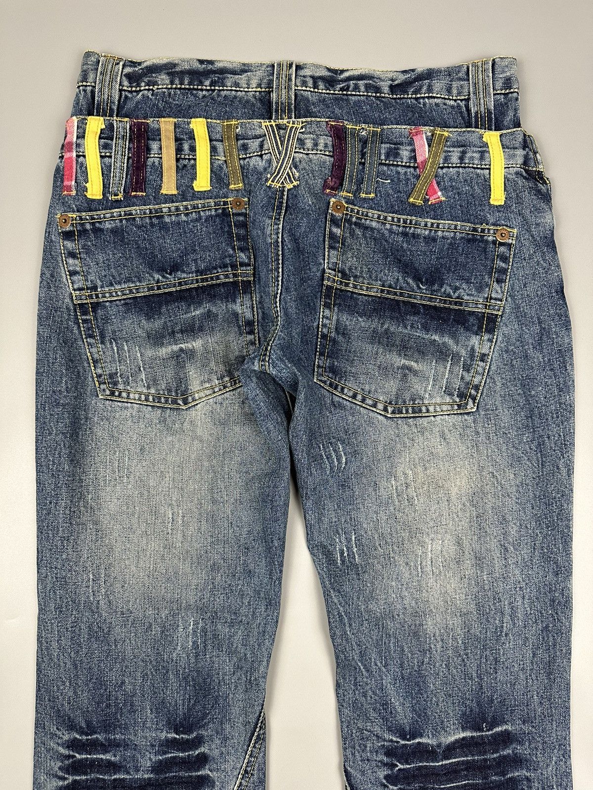 If Six Was Nine × Le Grande Bleu (L.G.B.) Vintage Six Star Iron Co Double Waist Whiskered Jeans Size US 32 / EU 48 - 6 Thumbnail