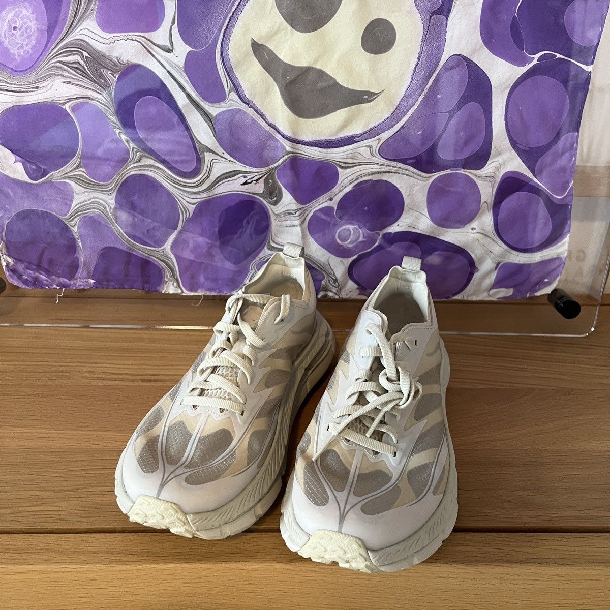 Hoka × Satisfy 🌊 SAMPLE UNRELEASED Satisfy Hoka Mafate 4 Lite STSFY Bone Size US 6 / EU 39 - 2 Thumbnail