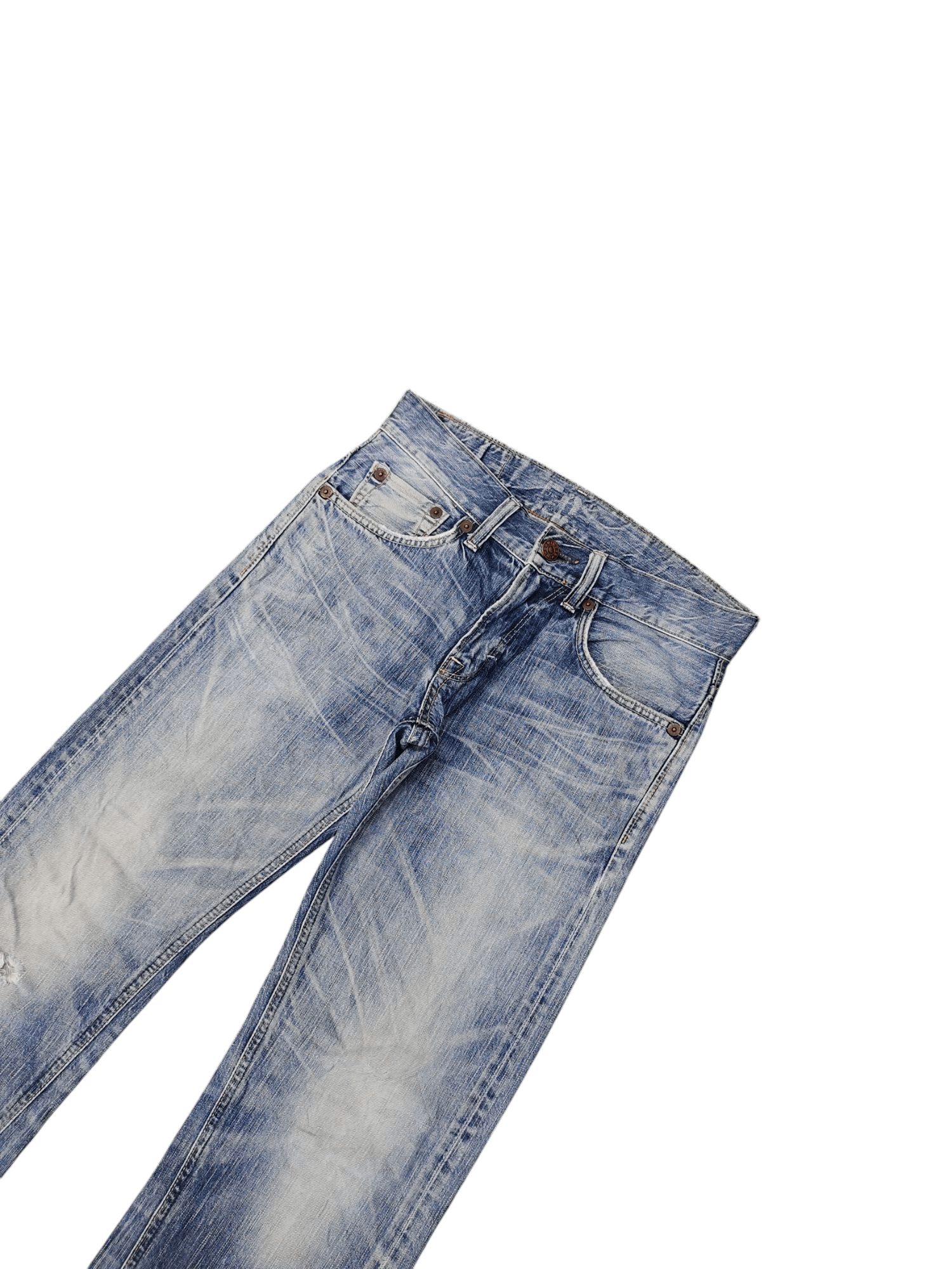 If Six Was Nine Vintage Edwin 503 Distress Faded Clawmark Denim Jeans Size US 29 - 2 Thumbnail