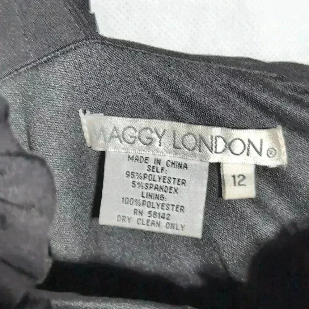 MAGGY LONDON Black Party Dress Ruffled Straps Sheath mini sz 12 Size XL / US 12-14 / IT 48-50 - 3 Thumbnail