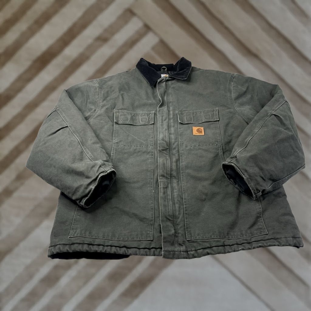 Carhartt VINTAGE Carhartt Jacket Green Canvas Arctic C26 Quilt Mens 2XL Y2K Work Size US XXL / EU 58 / 5 - 1 Thumbnail