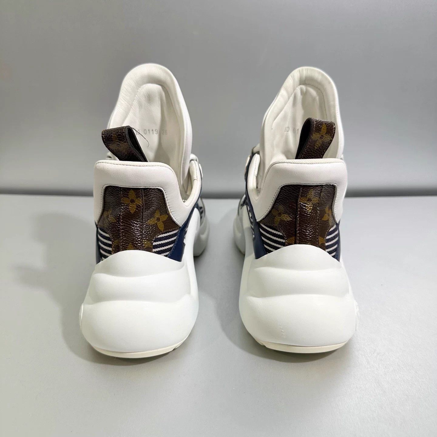 Louis Vuitton LV White Blue Striped Monogram Dad Shoe 36 Mint Size US 5 / IT 35 - 5 Thumbnail