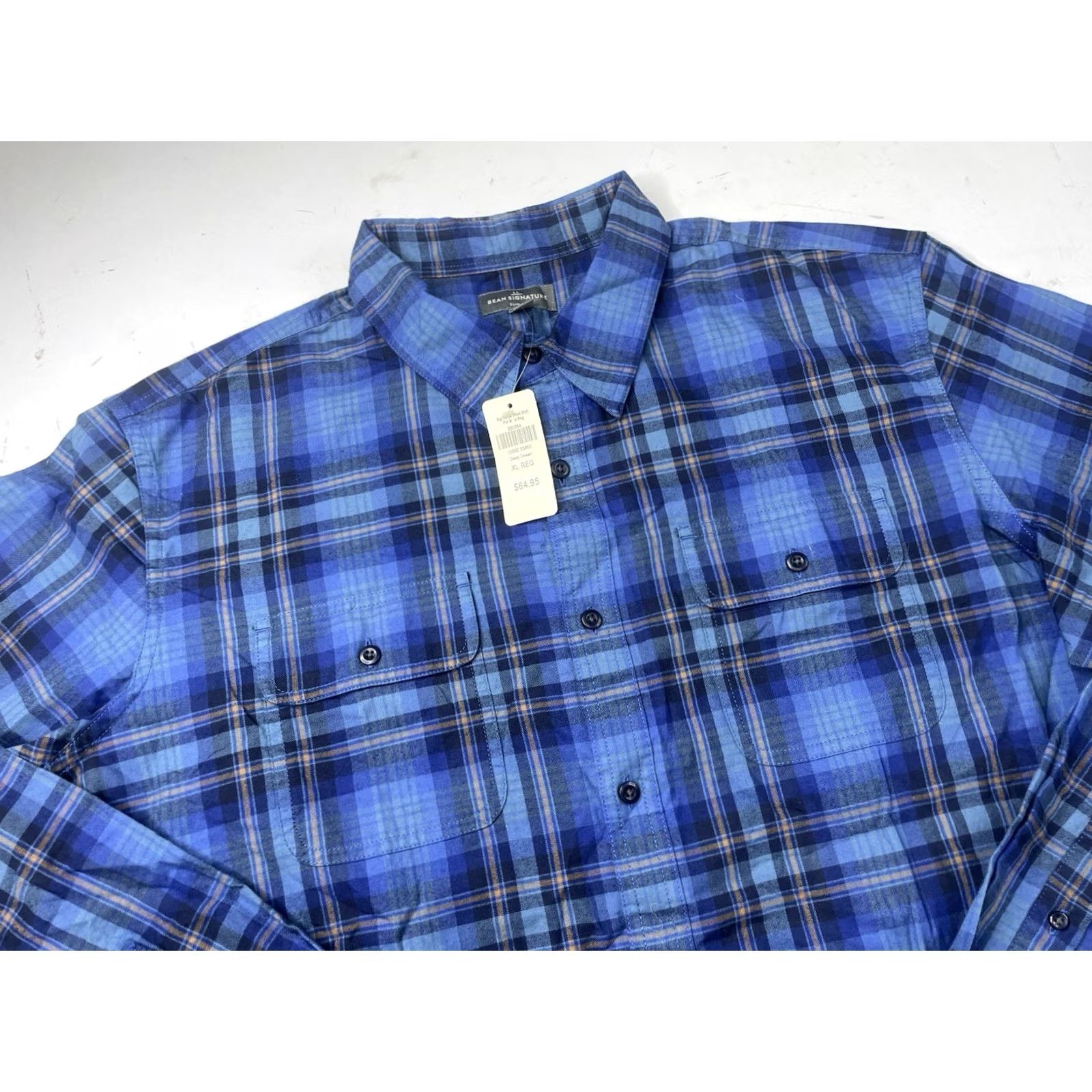 Vintage LL Bean Signature Shirt Mens XL Blue Slim Fit Plaid Flannel 300564 Size US XL / EU 56 / 4 - 2 Thumbnail