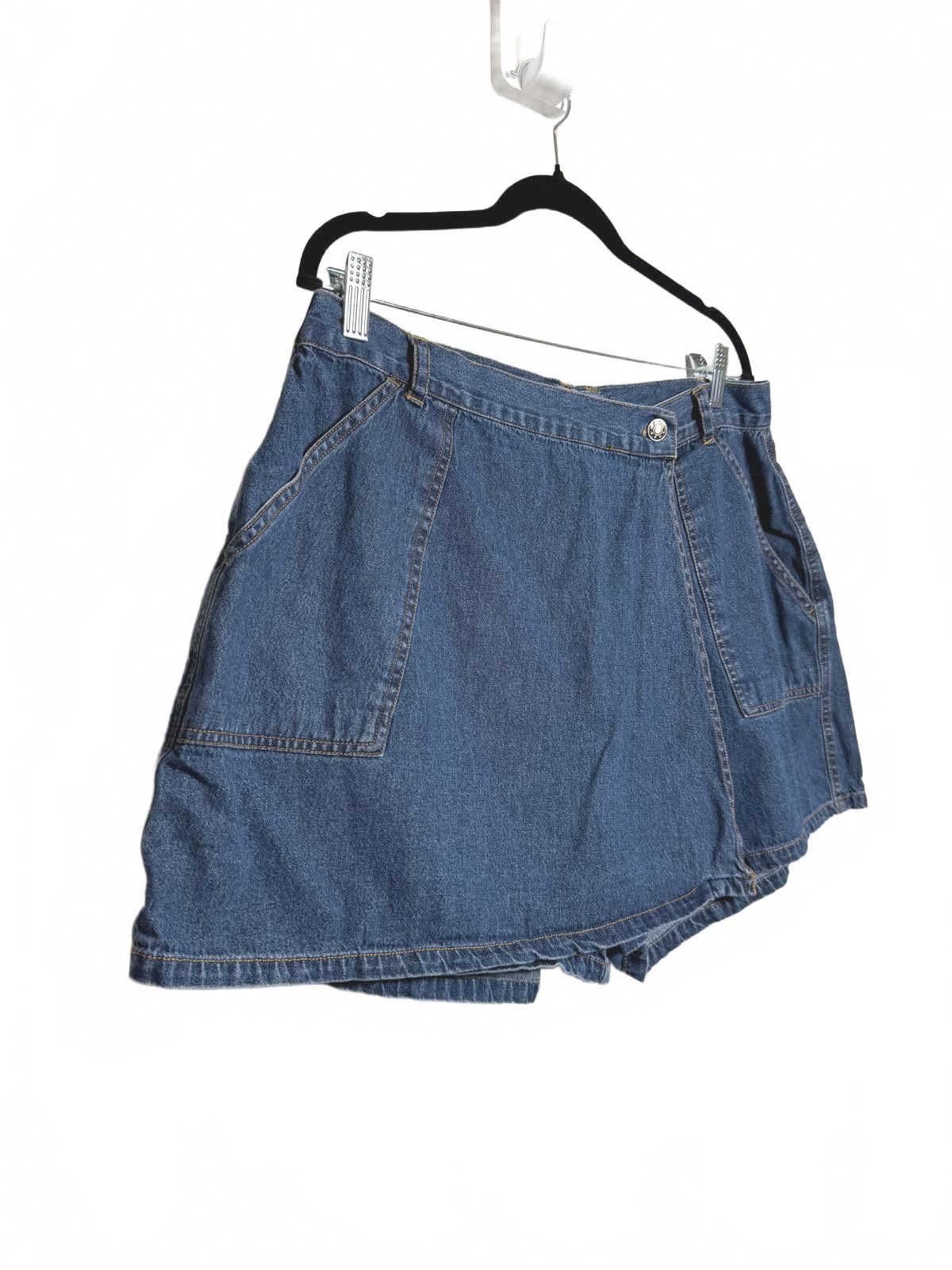Designer Vintage 90s Style Denim Jean Skort Shorts Size 36" / US 14 / IT 50 - 3 Thumbnail