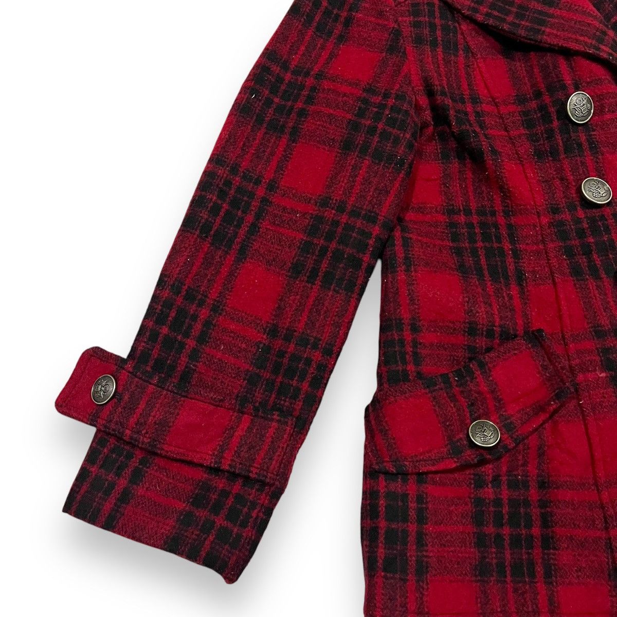 If Six Was Nine × Japanese Brand × Le Grande Bleu (L.G.B.) 🇯🇵 JAPANESE BRAND TARTAN WOOL PEACOAT Size L / US 10 / IT 46 - 2 Thumbnail