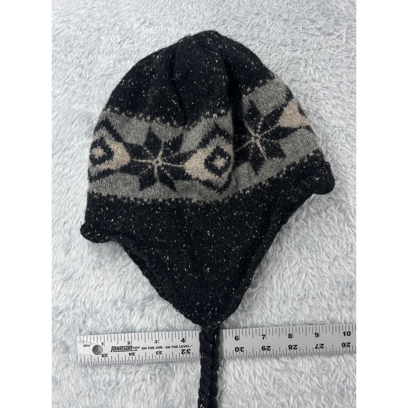 Vintage Dorfman Pacific Beanie Toque Hat Adult One Size Black Knit Wool Nylon Fair Isle Ear Flap Mens Womens Unisex Holiday Outdoor Ski Beanie Size ONE SIZE - 5 Thumbnail