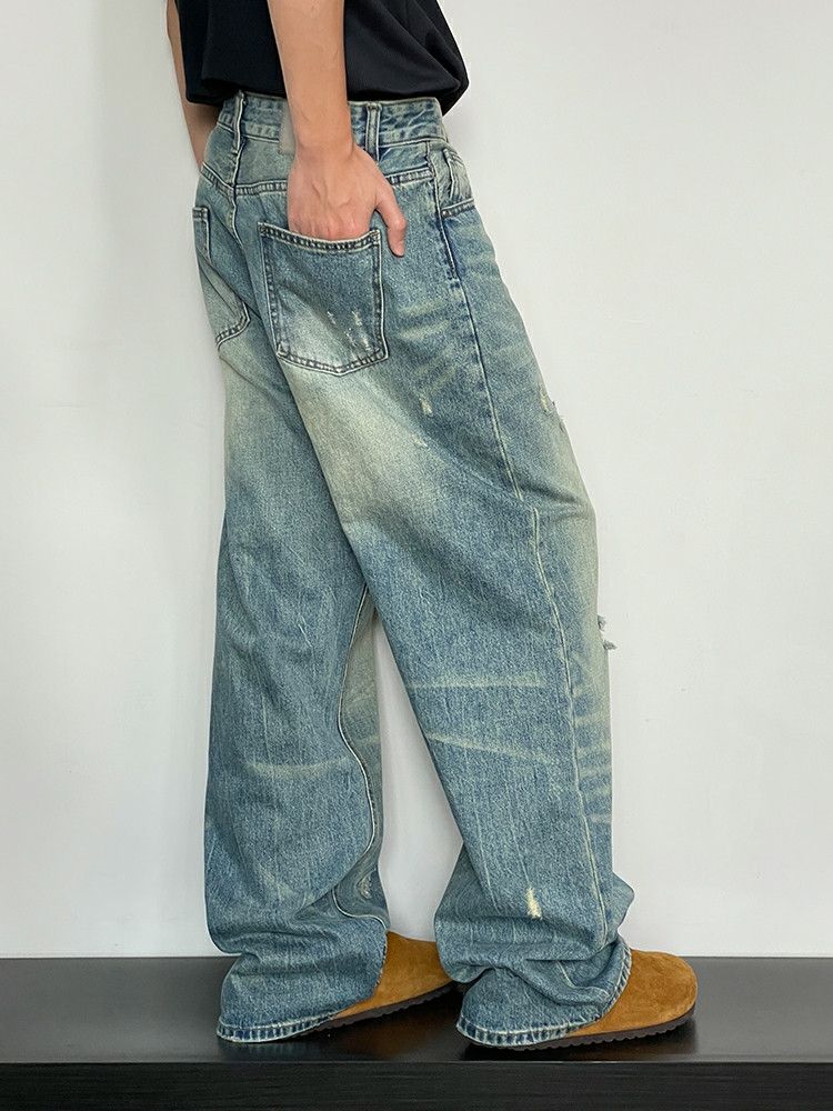 Jean × Vintage washed baggy y2k damaged faded jeans Size US 32 / EU 48 - 3 Thumbnail