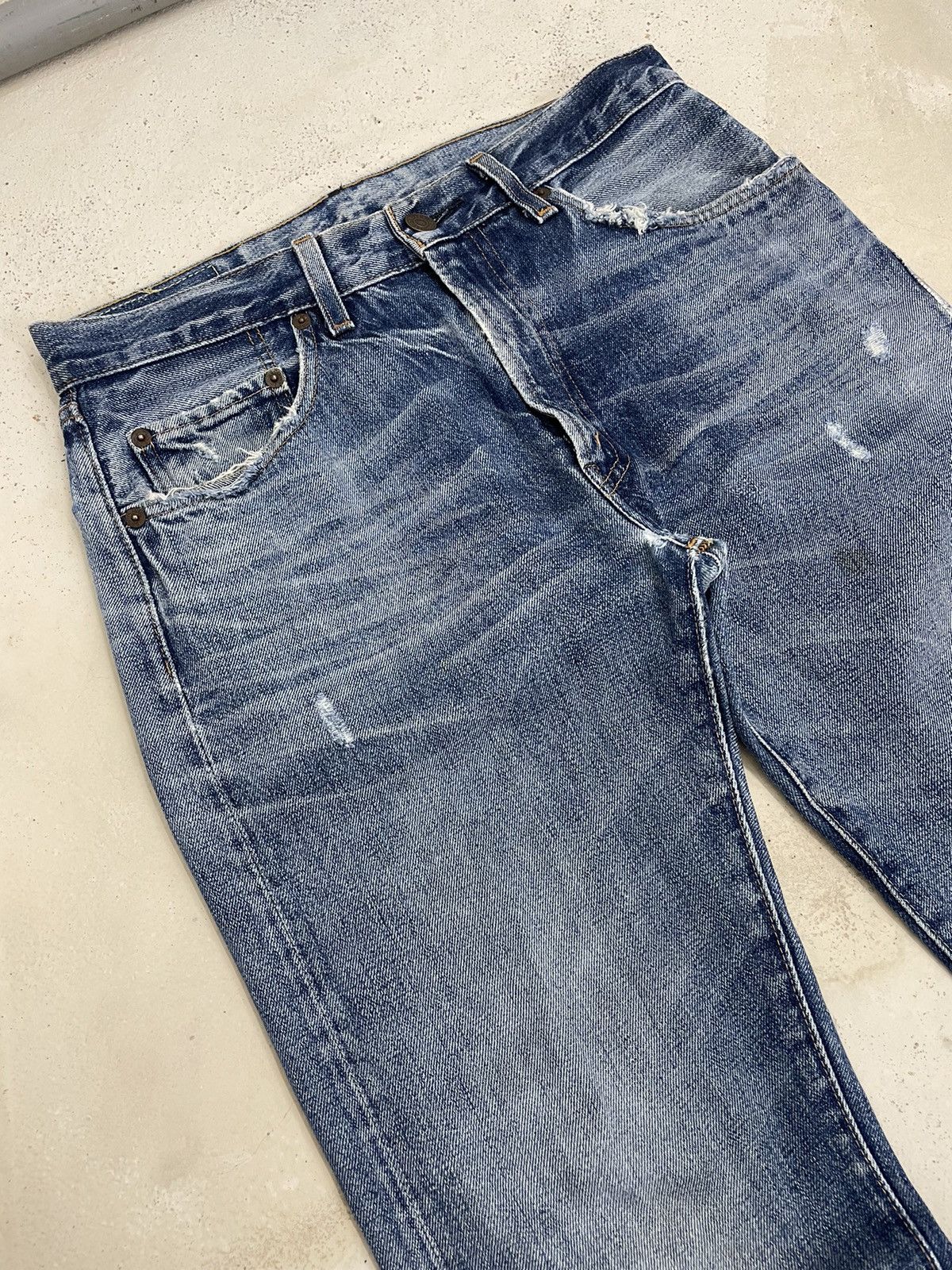 Levis 505 Talon Big E Redline Selvedge Repro Distressed