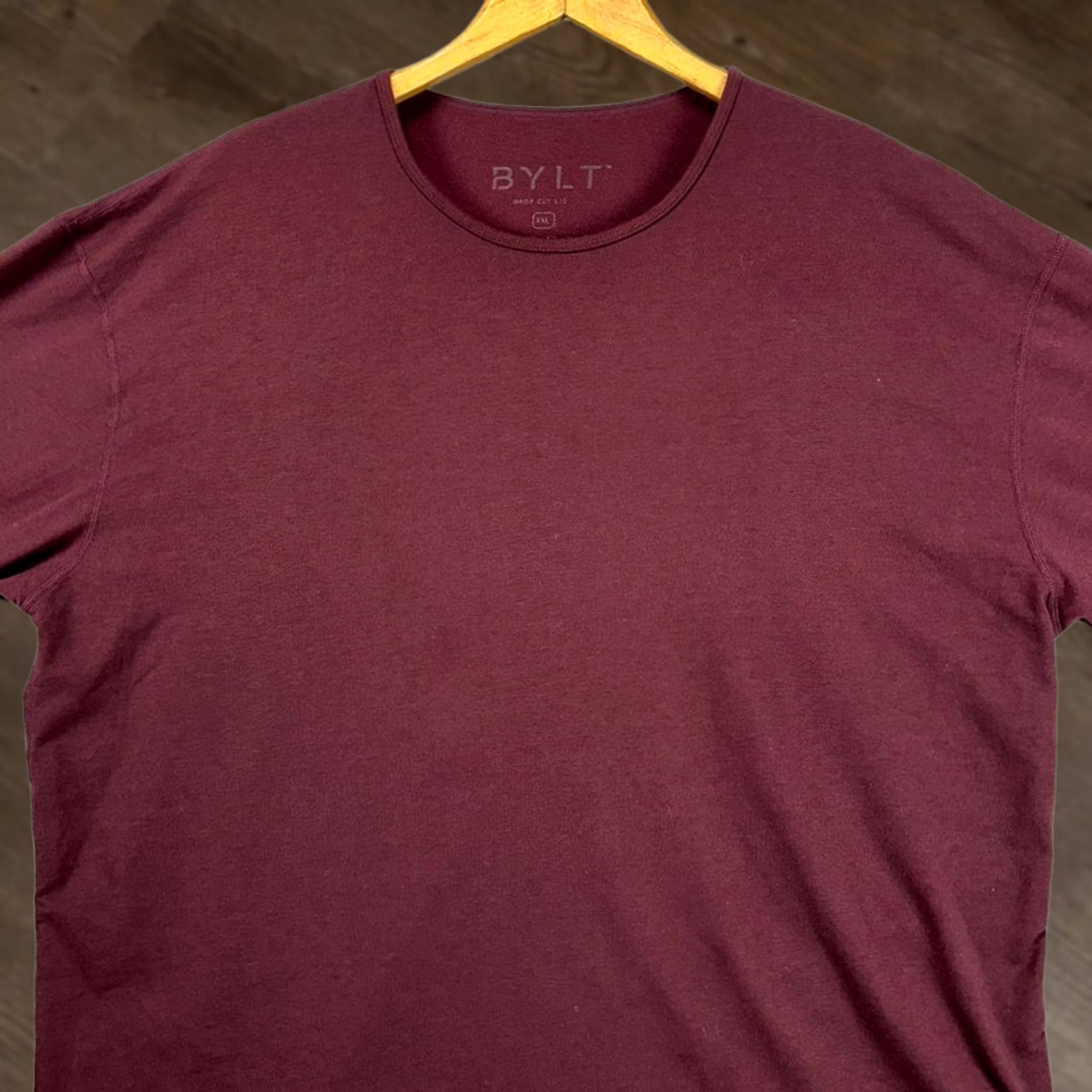 Vintage Bylt Drop Cut T-Shirt Mens 2XL Long Sleeve Crew Neck Maroon Red Solid Breathable Polyester Shirt Size US XXL / EU 58 / 5 - 1 Thumbnail