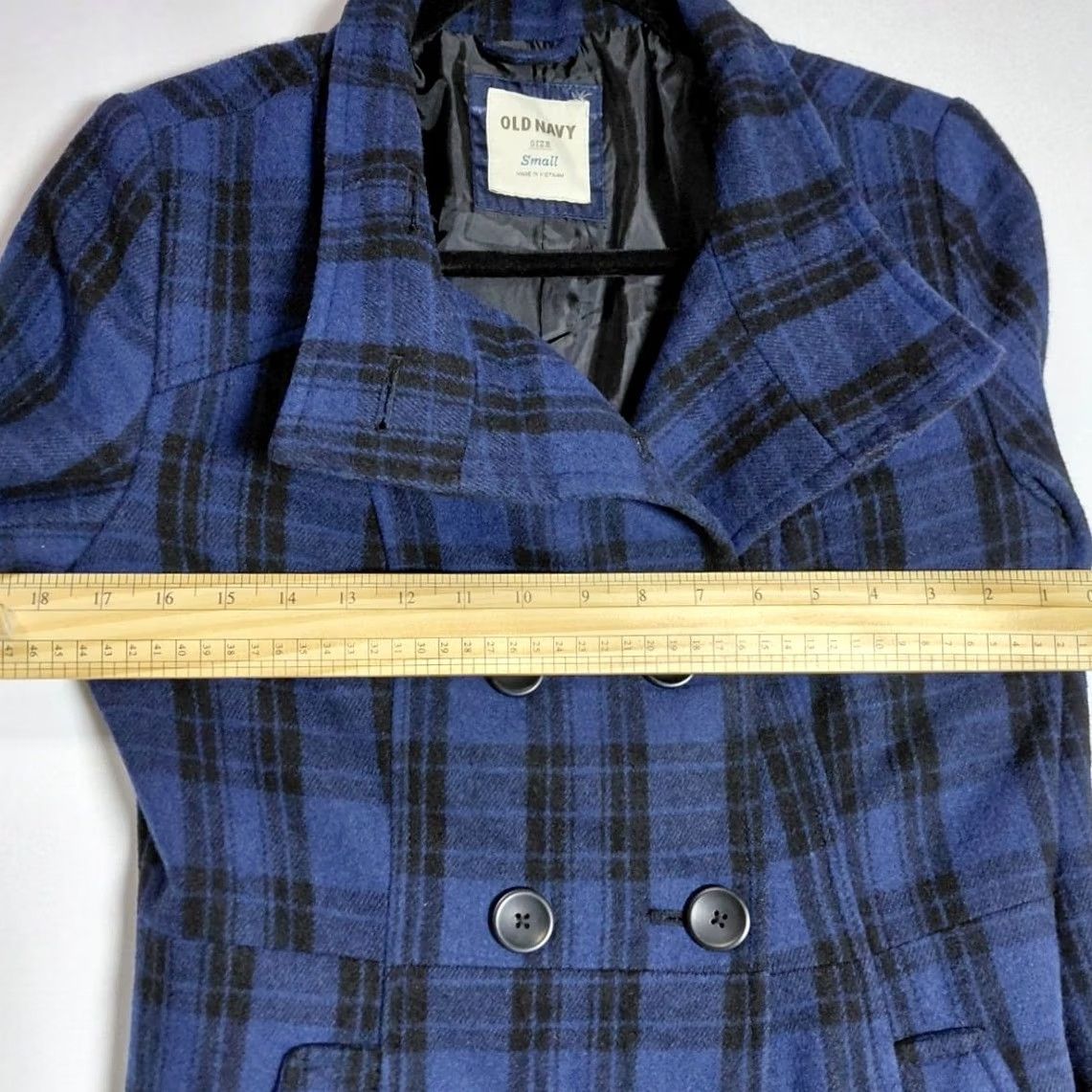 Old Navy Old Navy Plaid Coat Blue Polyester Long Sleeve Women Double Breasted Lined Buttoned Casual Business Jacket Winter Fall S Size S / US 4 / IT 40 - 4 Thumbnail