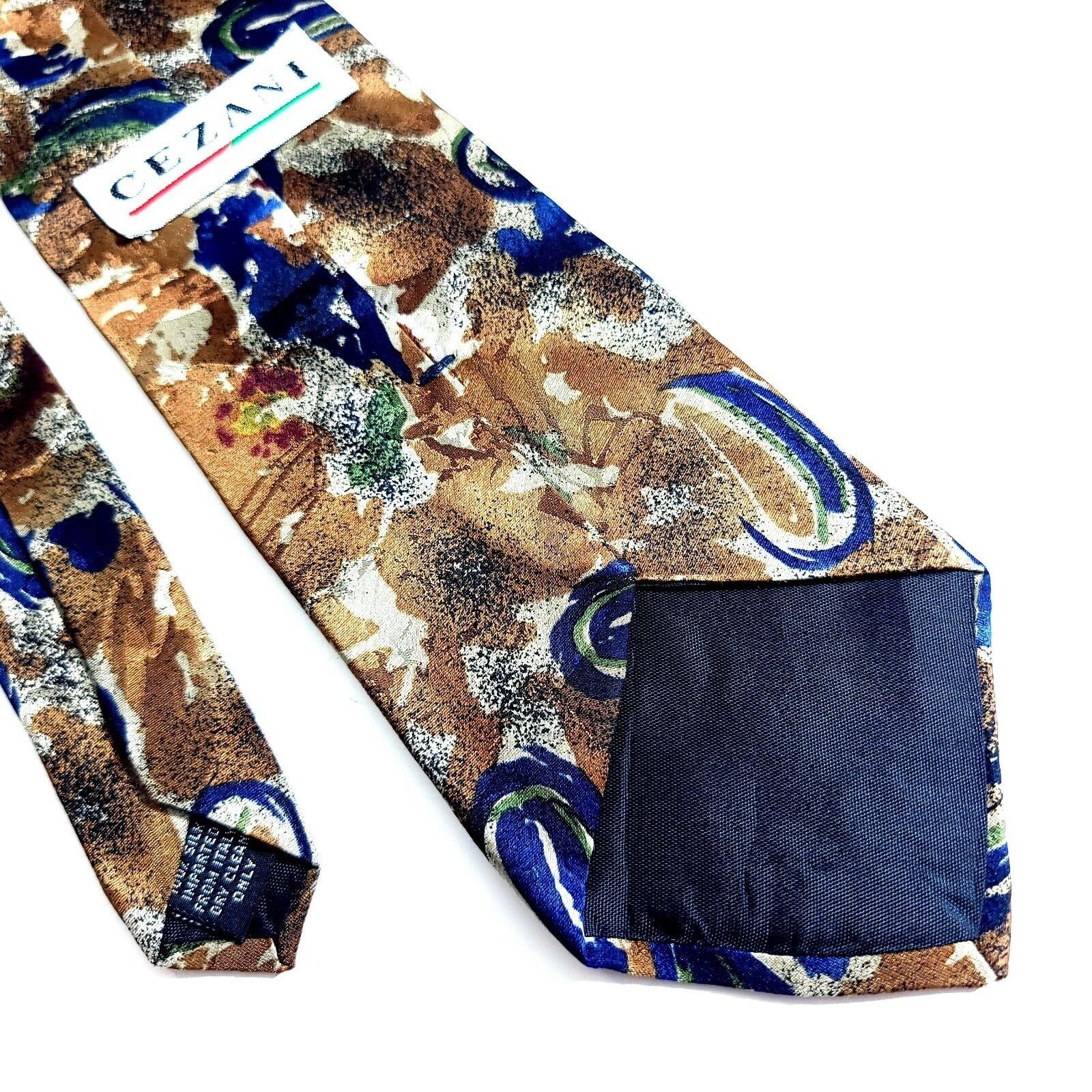 Designer Cezani Italy Brown Blue Abstract Floral Jacquard Print Short Size ONE SIZE - 5 Thumbnail