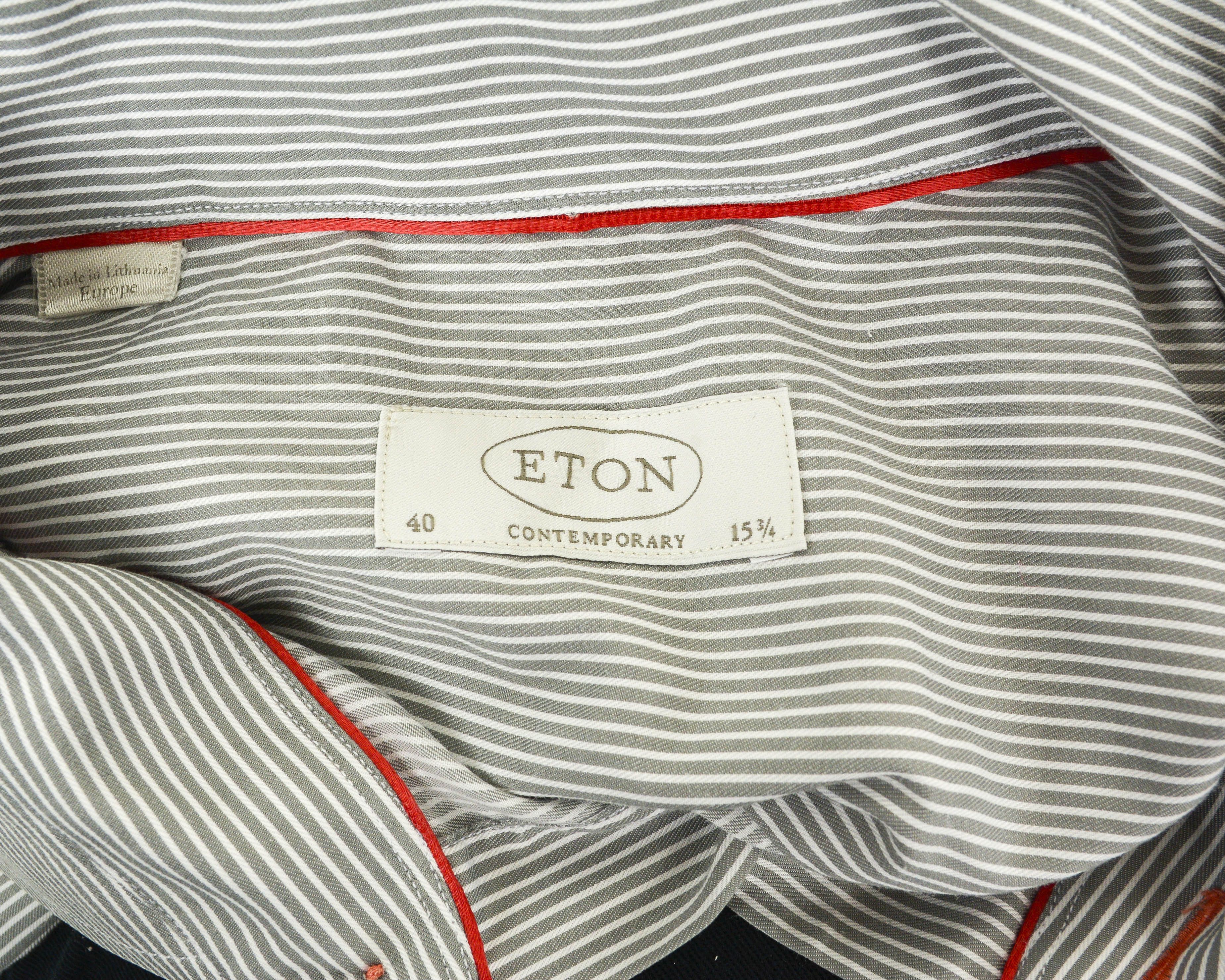 Eton Contemporary Men Cotton Shirt 15 3/4 Size 40 Grey Pinstriped Size US M / EU 48-50 / 2 - 6 Thumbnail