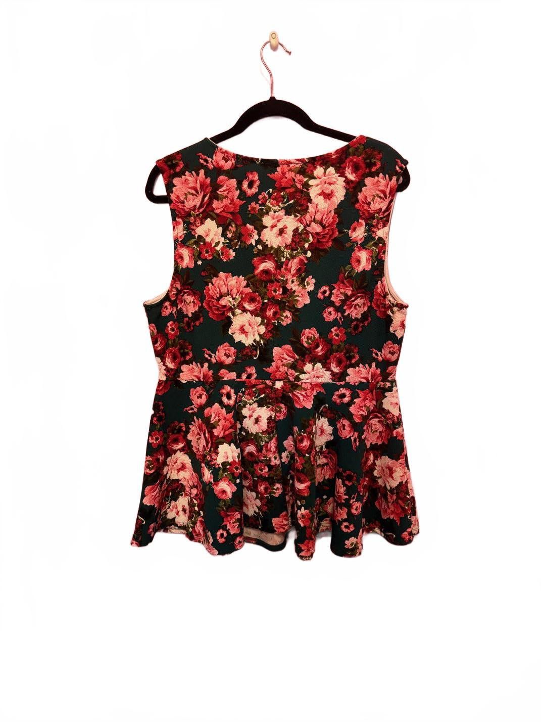 Designer Chic Floral Peplum Tank Top Size 3XL / US 20-22 - 2 Thumbnail
