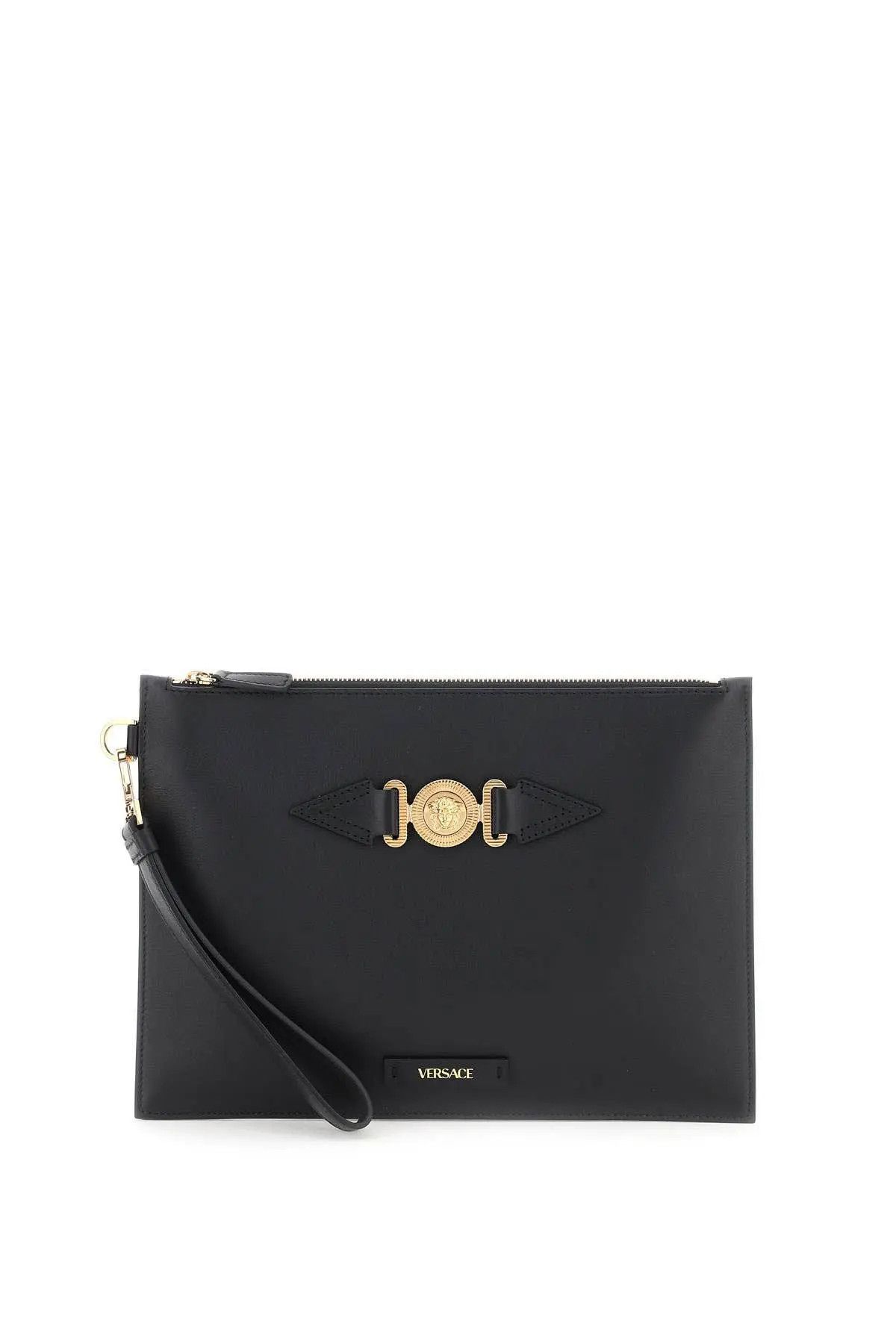 image of Versace O1S22I1N0124 Medusa Biggie Leather Pouch In Black, Men's
