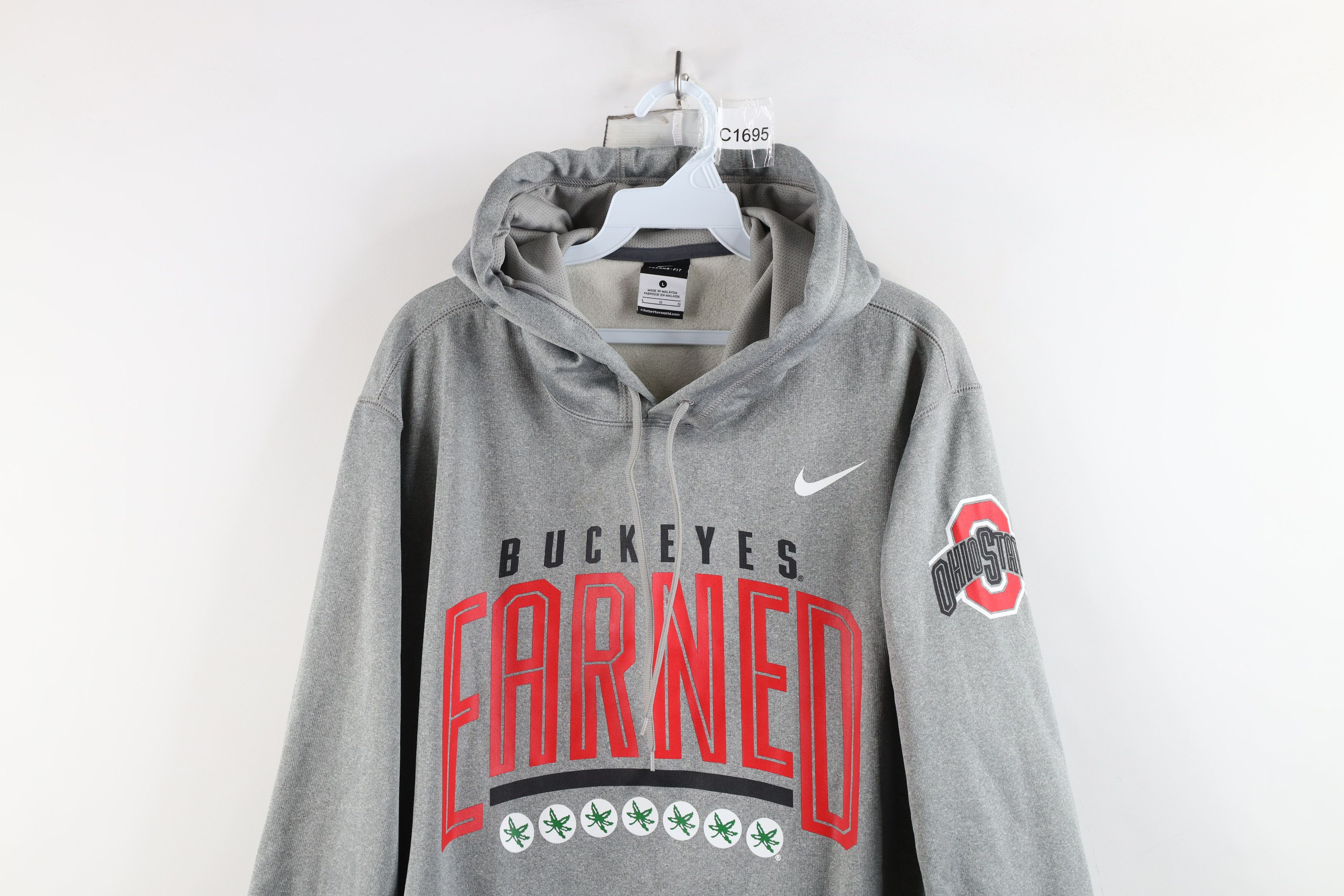 Nike × Vintage Nike Therma Fit Ohio State University Football Hoodie Gray Size US L / EU 52-54 / 3 - 2 Thumbnail