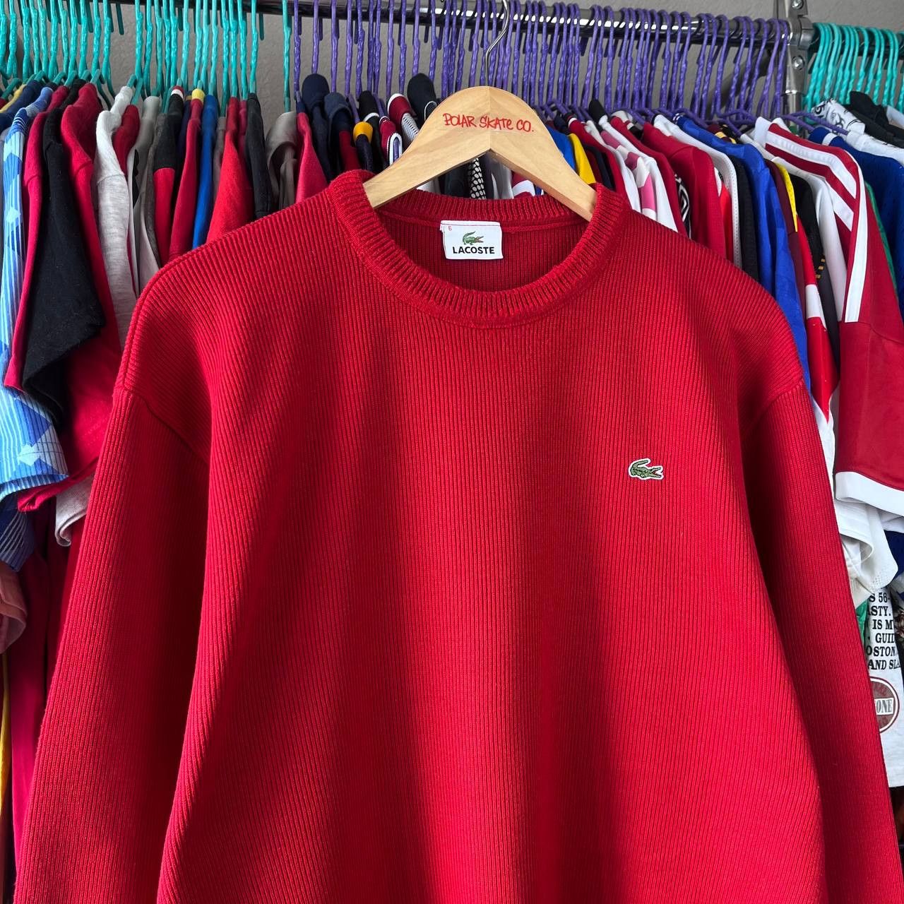 Lacoste Vintage Lacoste Red Sweater Jumper Pullover Size 6 Size US XL / EU 56 / 4 - 1 Thumbnail