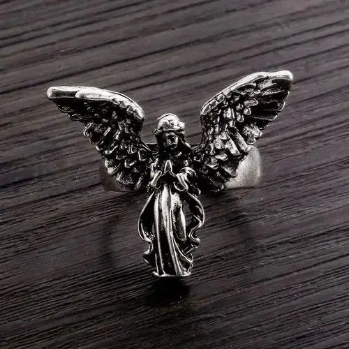 Anime Vintage Grunge Open Ring Angel Prying Size ONE SIZE - 4 Thumbnail