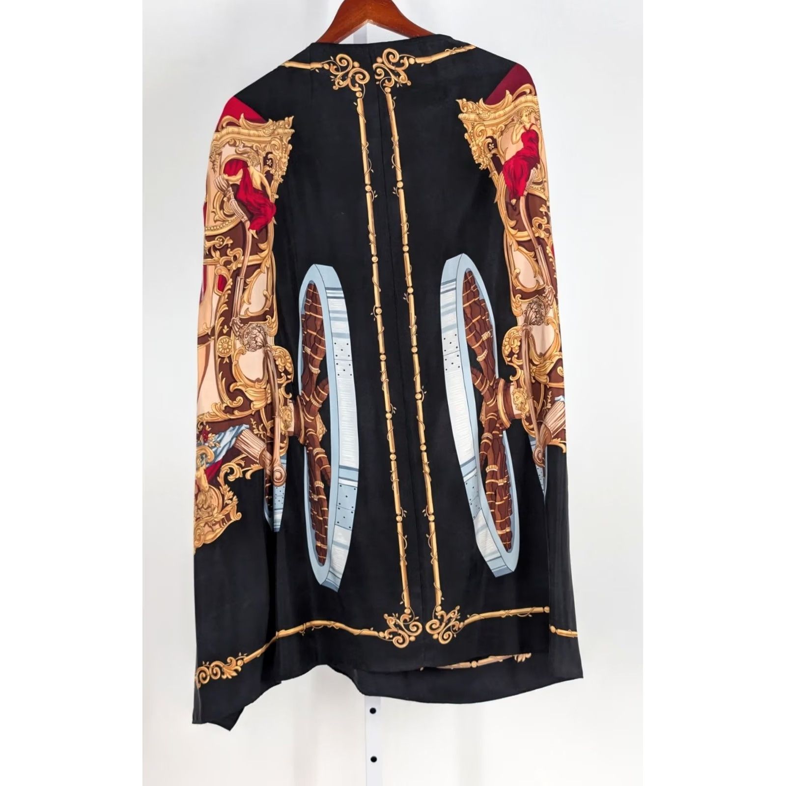 Emanuel Ungaro VINTAGE Emanuel Ungaro Silk Baroque Chariot Print Cape Blouse 10 Womens Silk Vintage 1990s Night Party Size L / US 10 / IT 46 - 3 Thumbnail