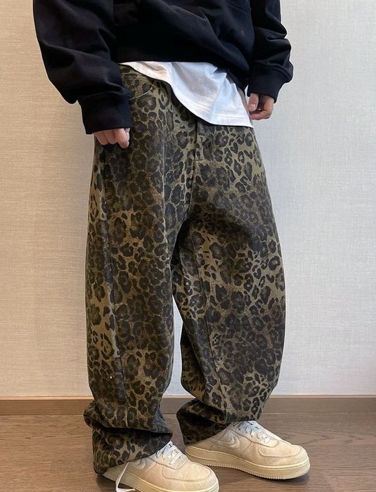 Vintage Avant garde y2k leopard baggy loose pants | Grailed