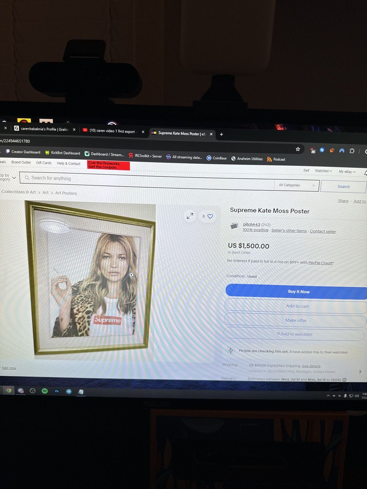 Supreme Supreme Kate Moss poster Size ONE SIZE - 2 Thumbnail