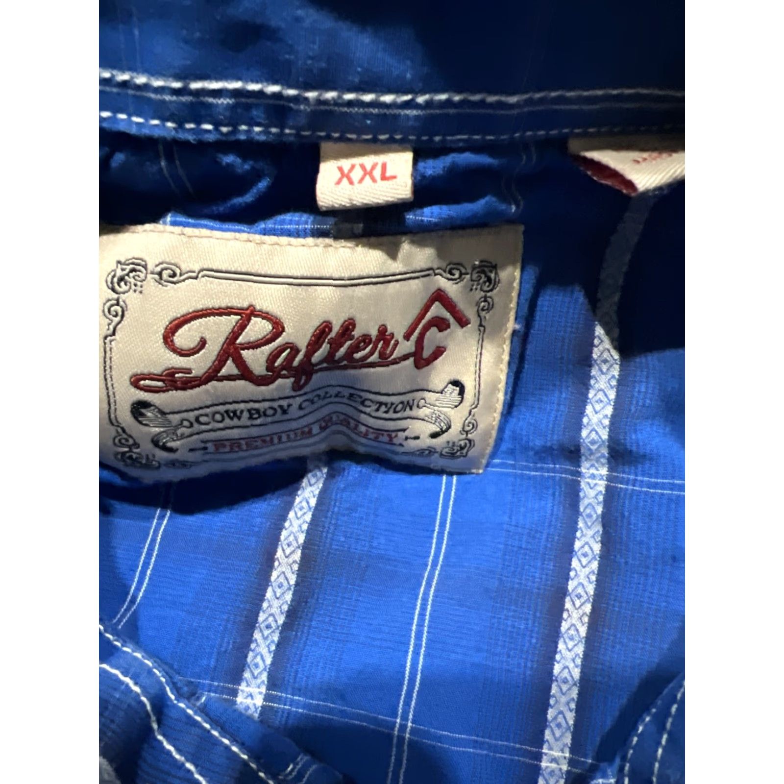 Vintage Rafter C Men’s Western Shirt Long Sleeve-Plaid Blue 2XL Cotton Casual Size US XXL / EU 58 / 5 - 6 Thumbnail