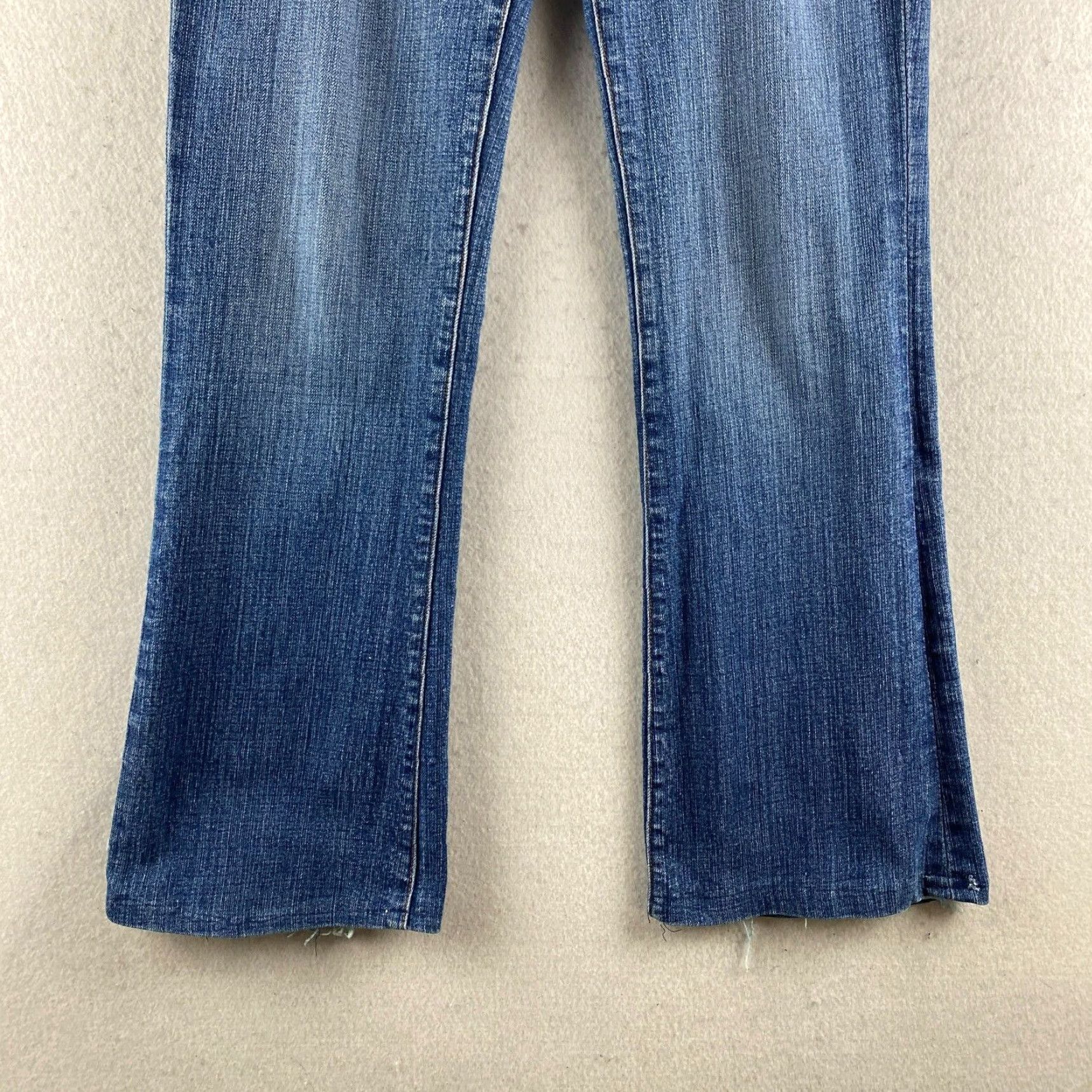 Vintage Seven7 Jeans Womens Flared Jeans 27 Blue Low-Rise Distressed Embroidered Denim Pants Size 27" / US 4 / IT 40 - 3 Thumbnail