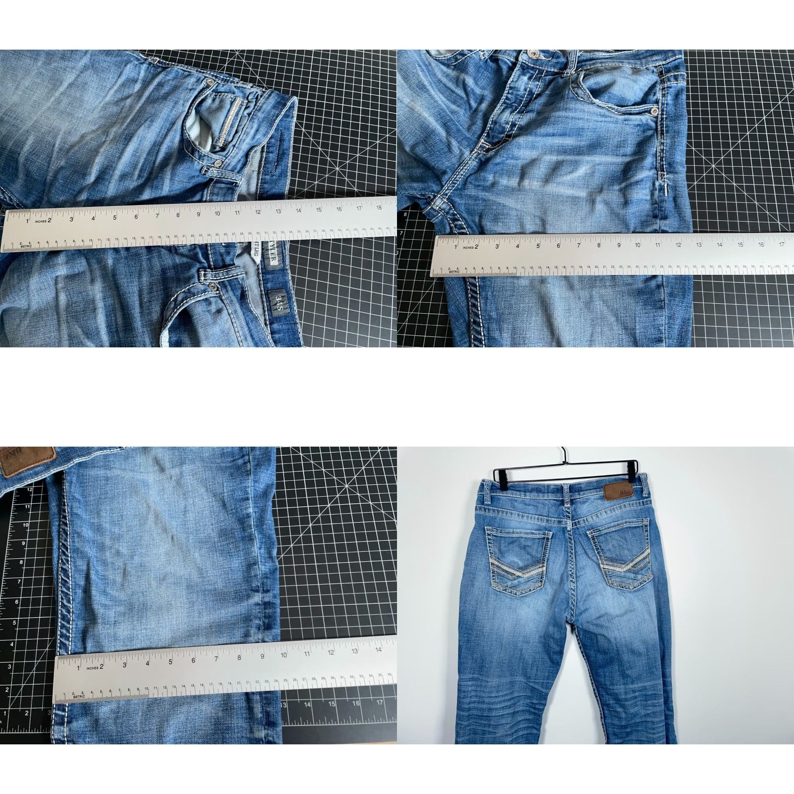 Vintage VINTAGE Buckle Bke Tyler Jeans Straight 33x30 Blue Denim Mid Rise 90s Hipster Grunge Mens Size US 33 - 8 Thumbnail