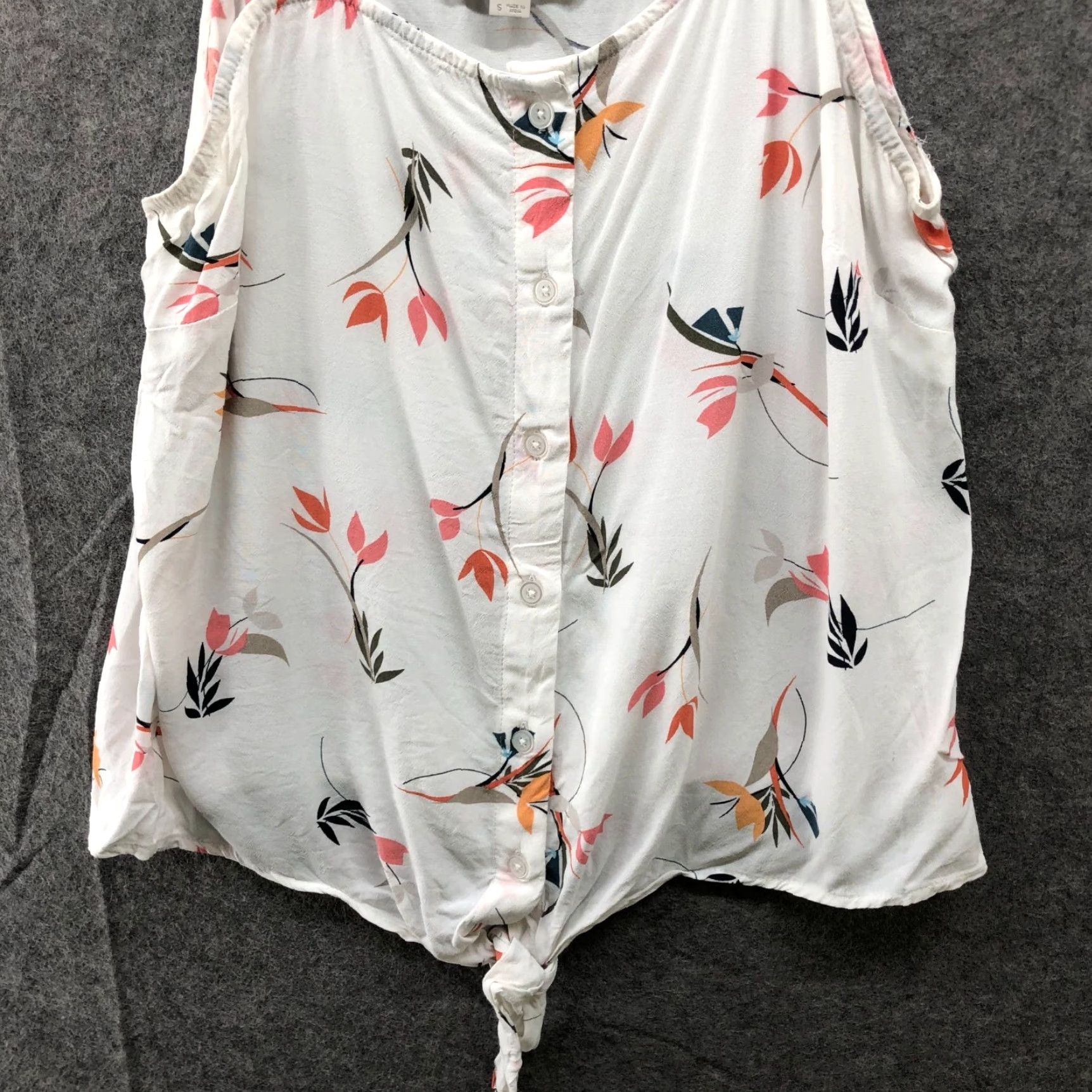 Loft VINTAGE Loft Women's S Floral Button Front Tie Front Cami Tank Top Beachy Flowy Summer White Lady Size S / US 4 / IT 40 - 4 Thumbnail
