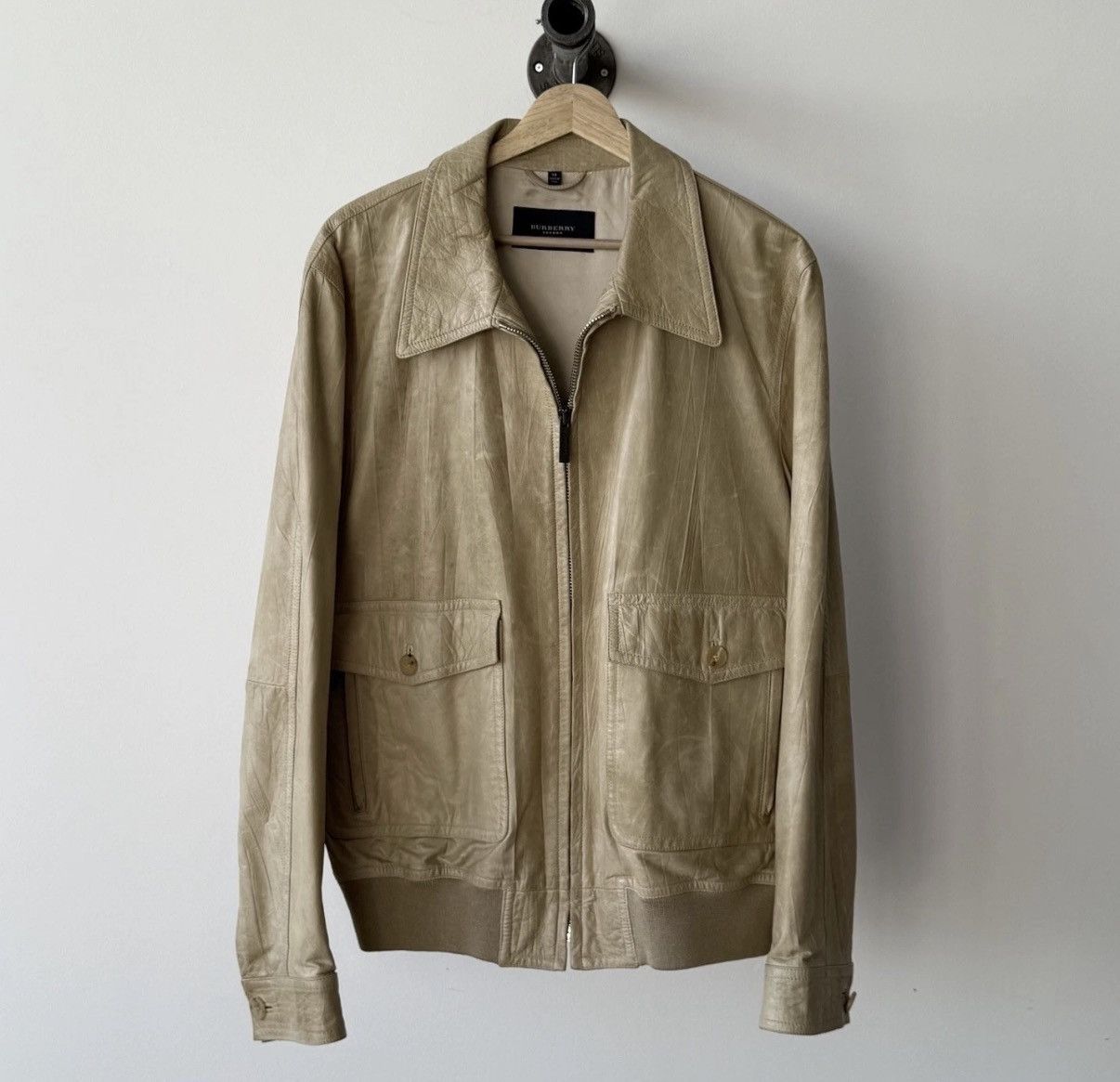 Burberry Distressed Leather Aviator Jacket Bomber 70s Style 54 celine Size US L / EU 52-54 / 3 - 1 Thumbnail