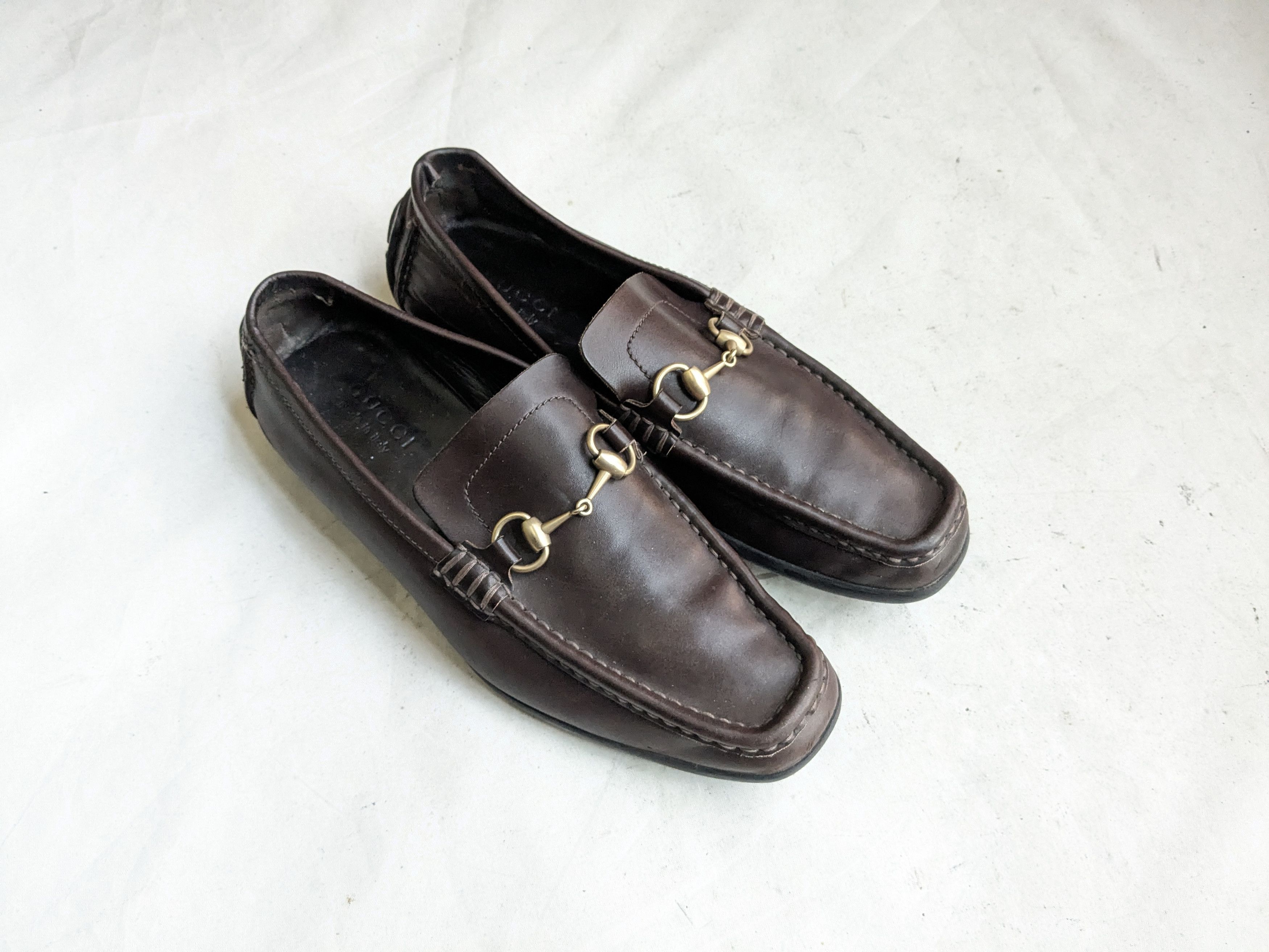 Gucci Horsebit Driving Loafers Brown Leather 9.5 Buckle
