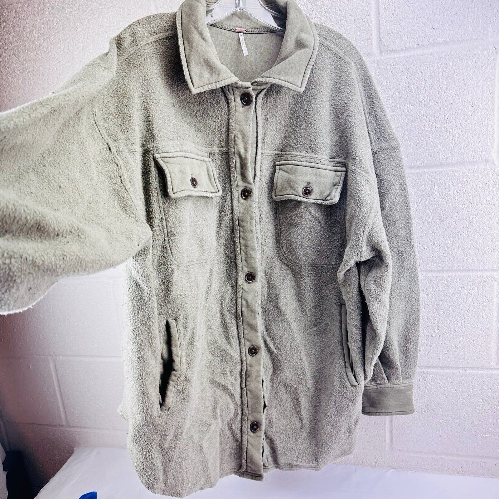Free People Free People Ruby Jacket Washed Olive Shacket Oversized L Size L / US 10 / IT 46 - 2 Thumbnail
