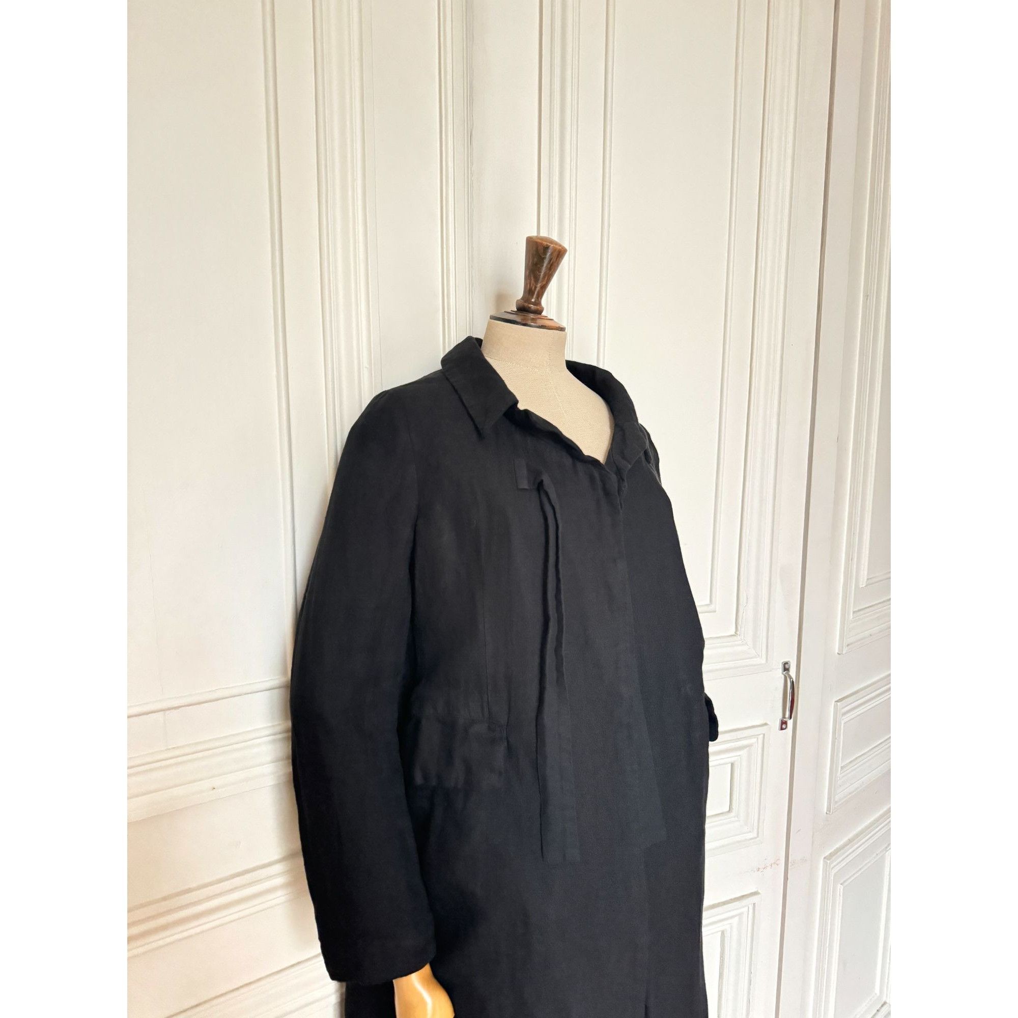 Comme des Garcons Women's Black Linen Coat Size S / US 4 / IT 40 - 3 Thumbnail