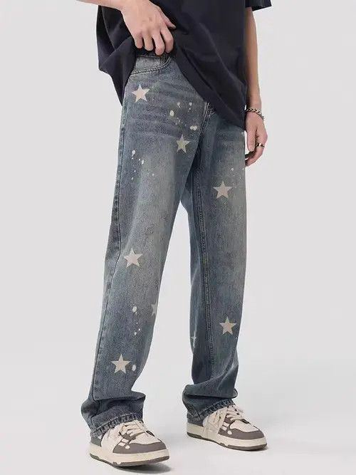 VIBE Vintage Star Print High Street Jeans Size US 30 / EU 46 - 5 Thumbnail