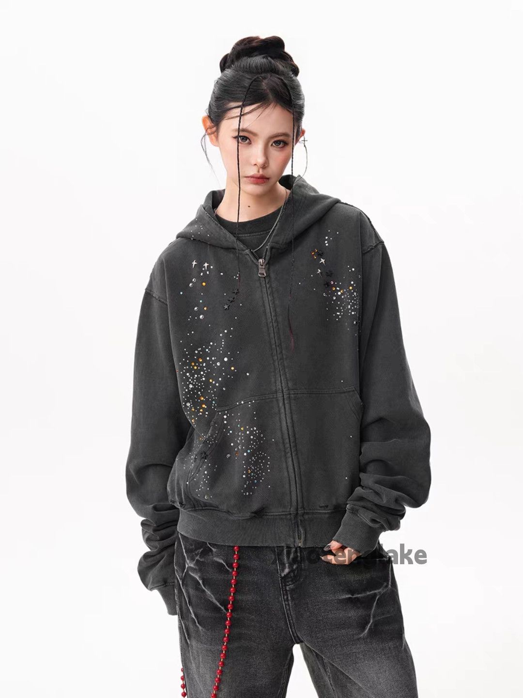 Vintage Washed faded loose punk grunge dance y2k hoodie Size US XL / EU 56 / 4 - 4 Thumbnail
