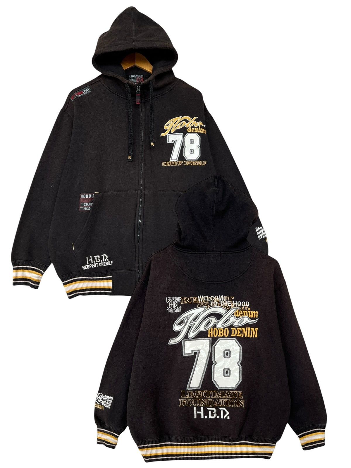 Hobo Vintage Y2K Hobo Embroidered Logo Black Baggy Zipper Hoodie Size US XL / EU 56 / 4 - 1 Thumbnail