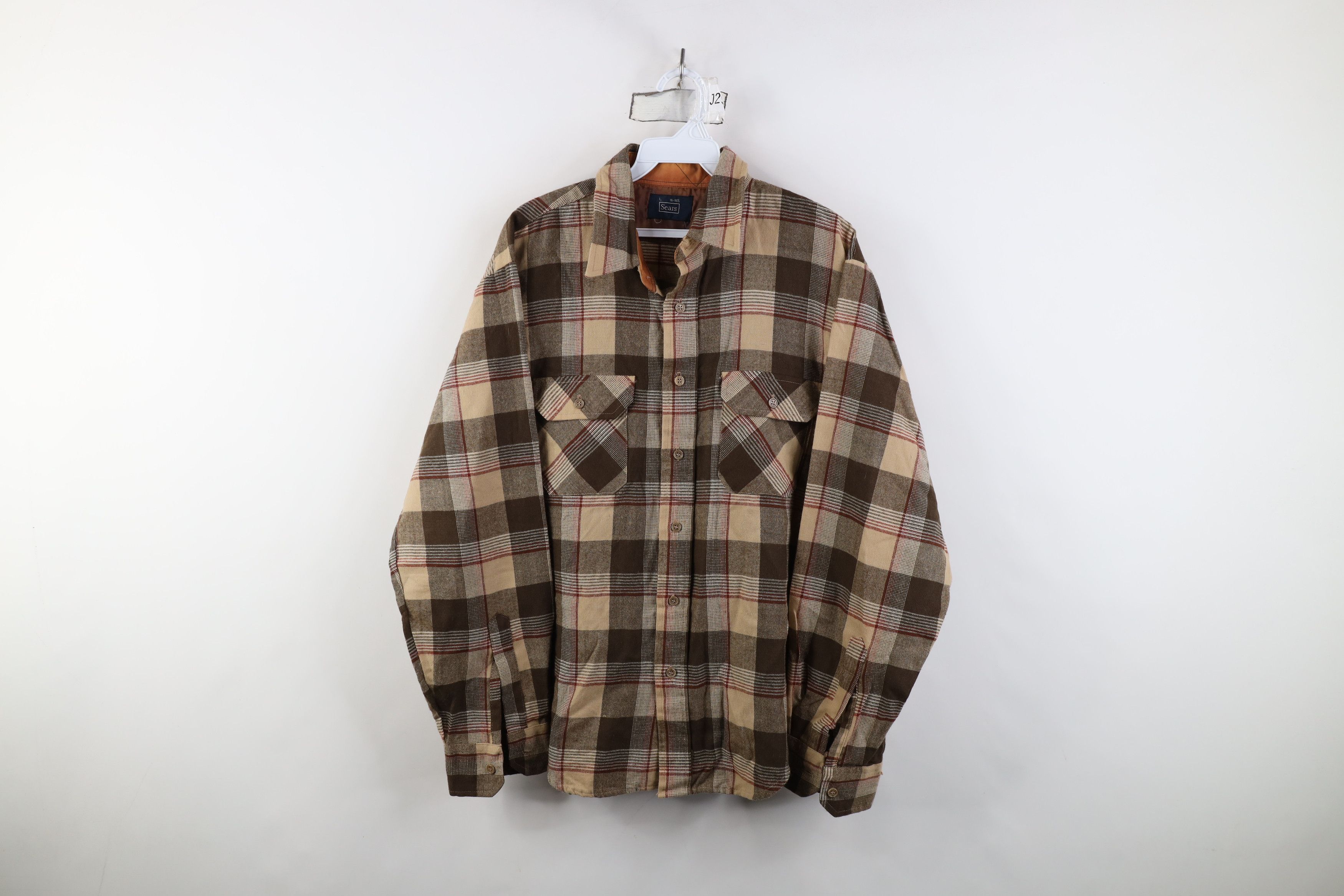 Vintage Vintage 70s Streetwear Button Shirt Plaid Earth Tone Size US L / EU 52-54 / 3 - 1 Thumbnail