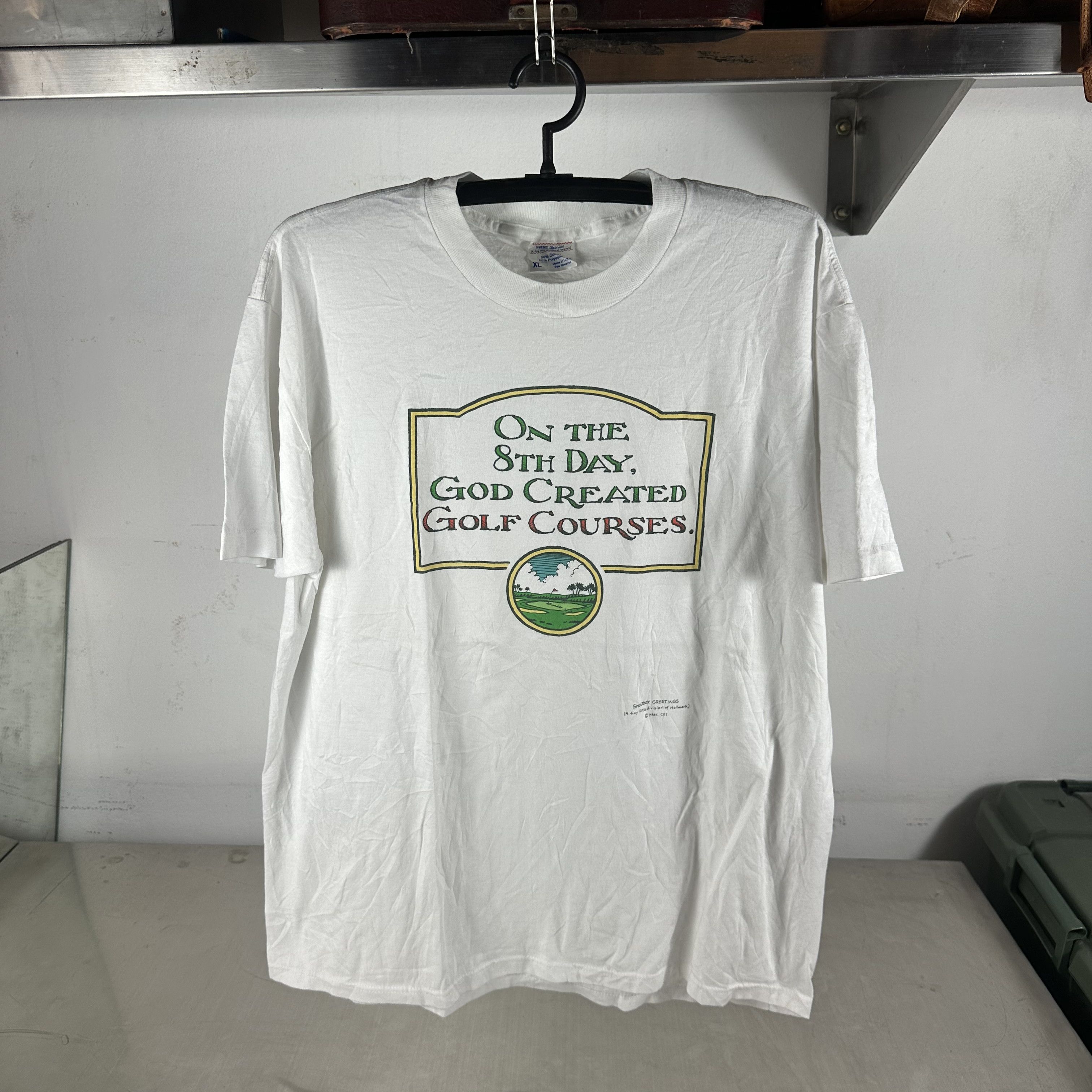 Vintage 90s On the 8th Day God Created Golf Courses Humor T-Shirt Size US XL / EU 56 / 4 - 1 Thumbnail