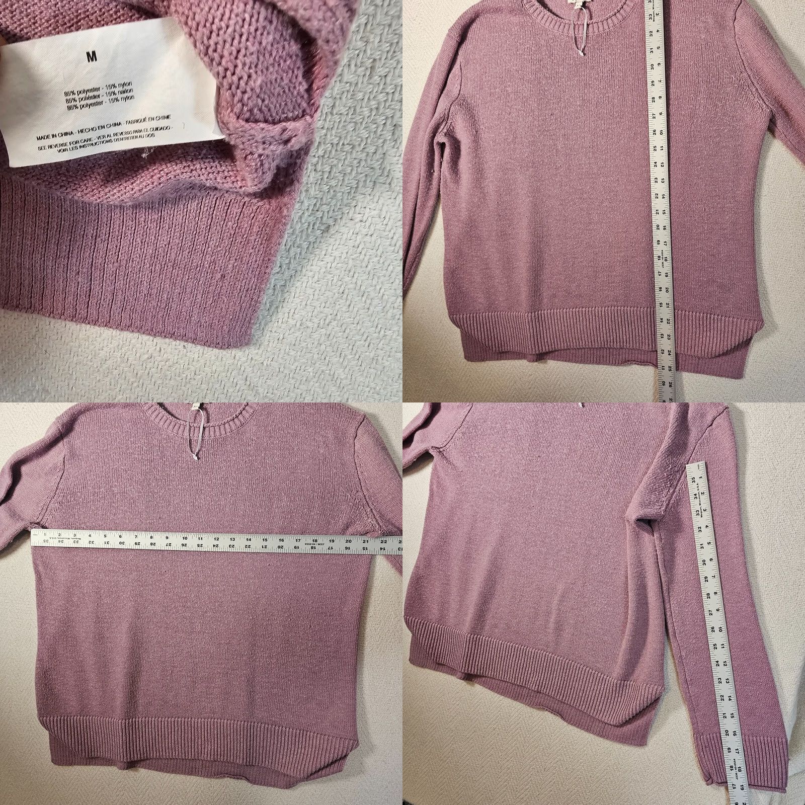 Vintage Ella Moss Womens Long Sleeve Pullover Sweater Sz M Purple Crew Neck Casual Pullover Knit" Size M / US 6-8 / IT 42-44 - 8 Thumbnail
