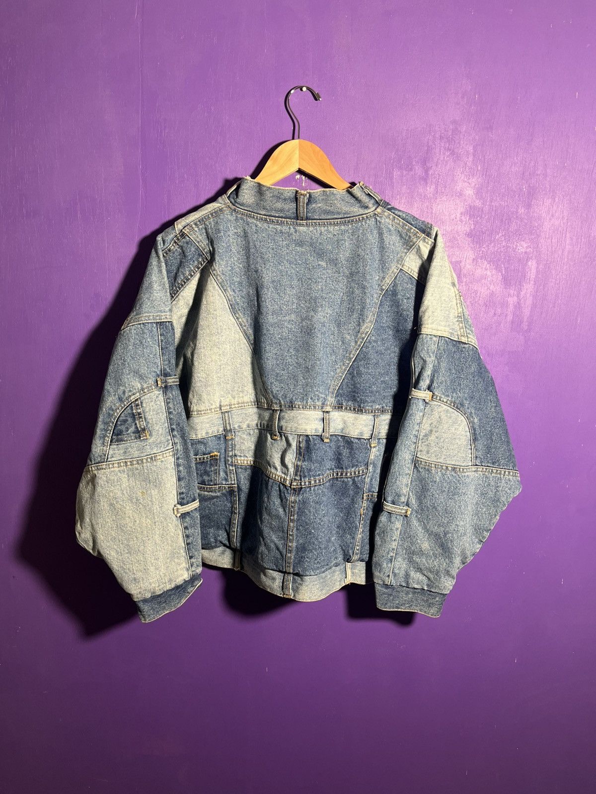 Vintage Vintage 90s unique Jean pocket jocket denim jacket Size US L / EU 52-54 / 3 - 2 Thumbnail