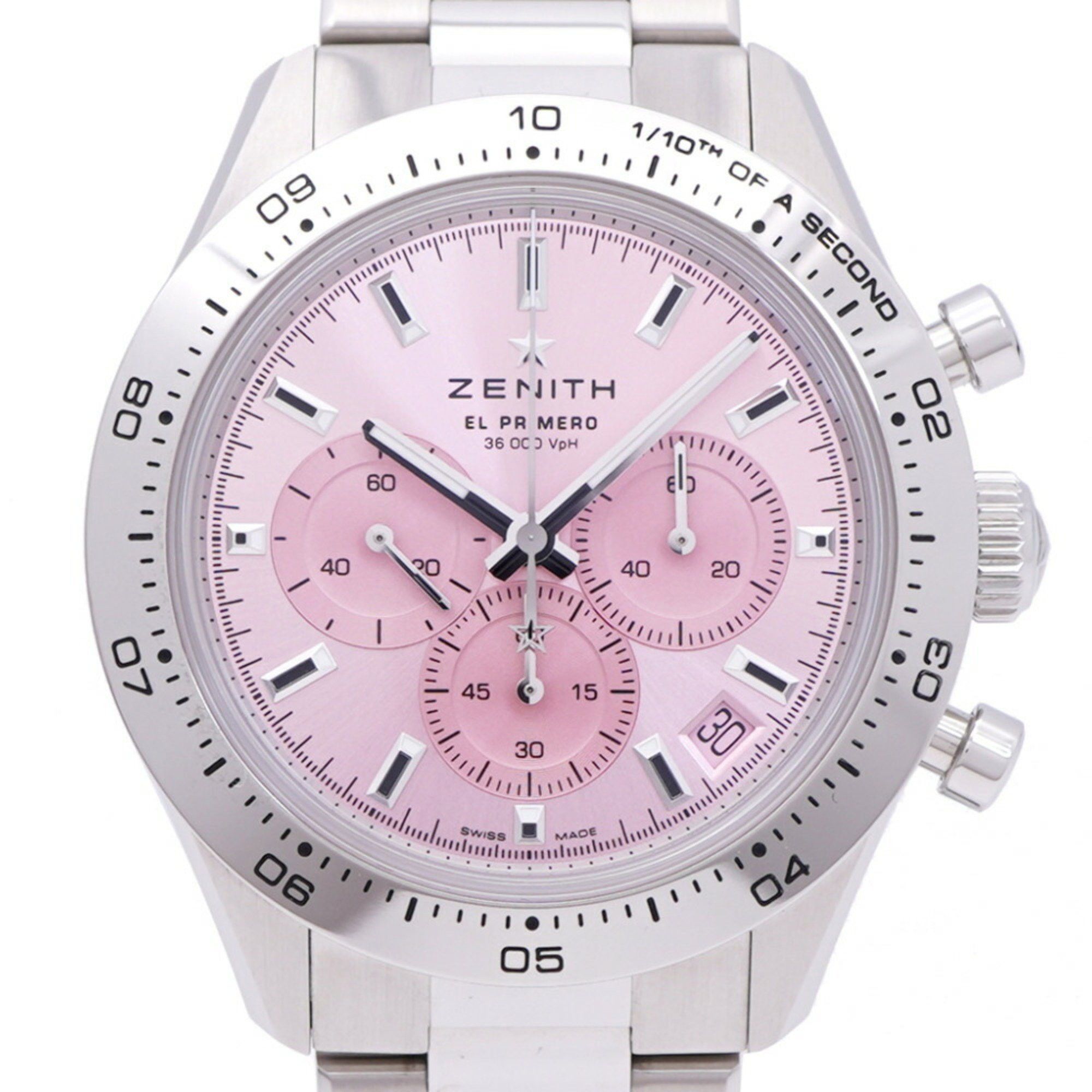 Like New Zenith Automatic Chronomaster Sport Pink El Primero 03.3109.3600/18.m3100 Watch Stainless Steel 1523Zenith Men's