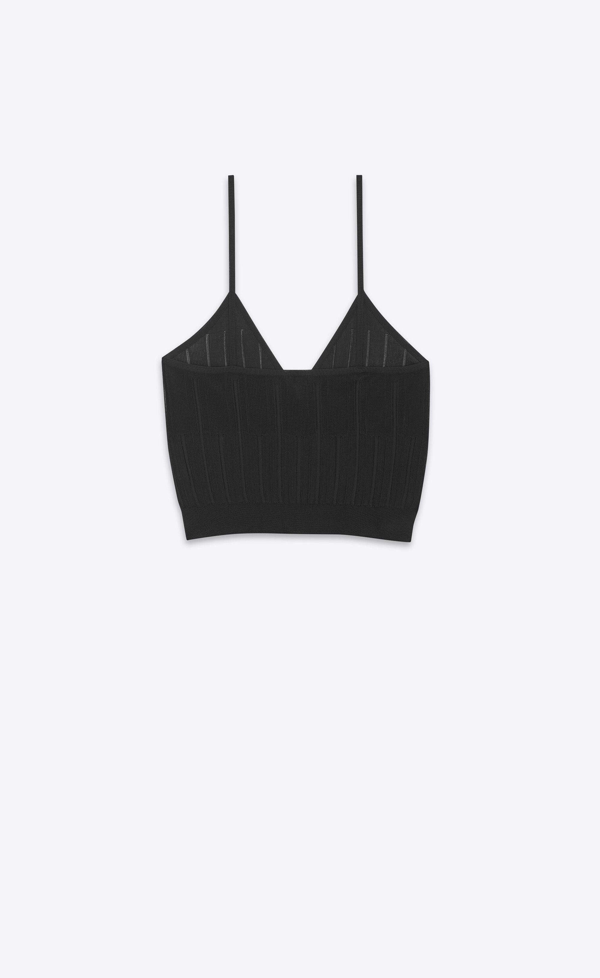 Saint Laurent Paris o1s1wg110825 780393 Tank Top in Striped Knit in Black Size M / US 6-8 / IT 42-44 - 2 Thumbnail