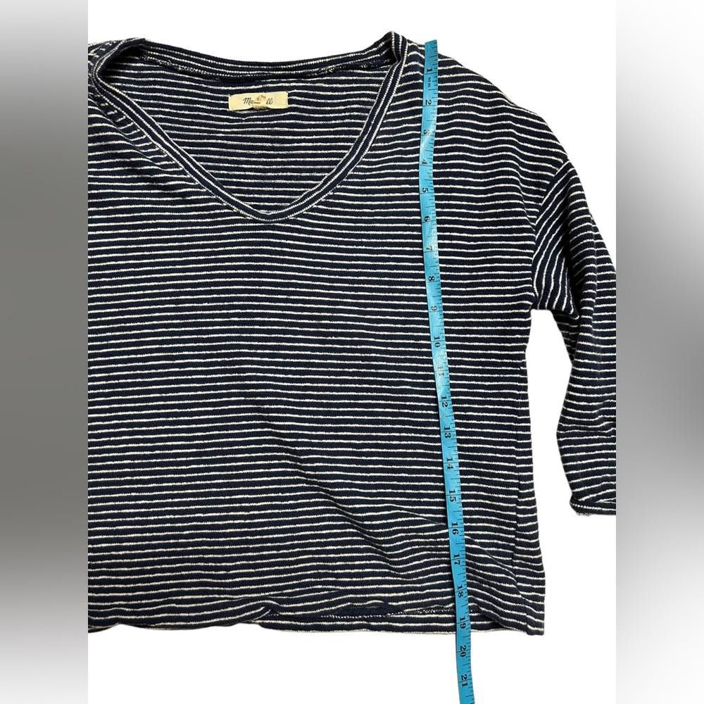 Madewell Madewell l Navy/White Textured 3/4 Sleeve Top XS Size XS / US 0-2 / IT 36-38 - 3 Thumbnail