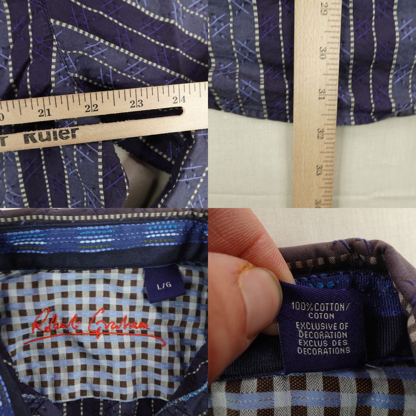 Robert Graham VINTAGE Robert Graham Striped Button-Up Shirt Men Large Blue Cotton Long Sleeve Collared Designer Classic Mens Size US L / EU 52-54 / 3 - 8 Thumbnail