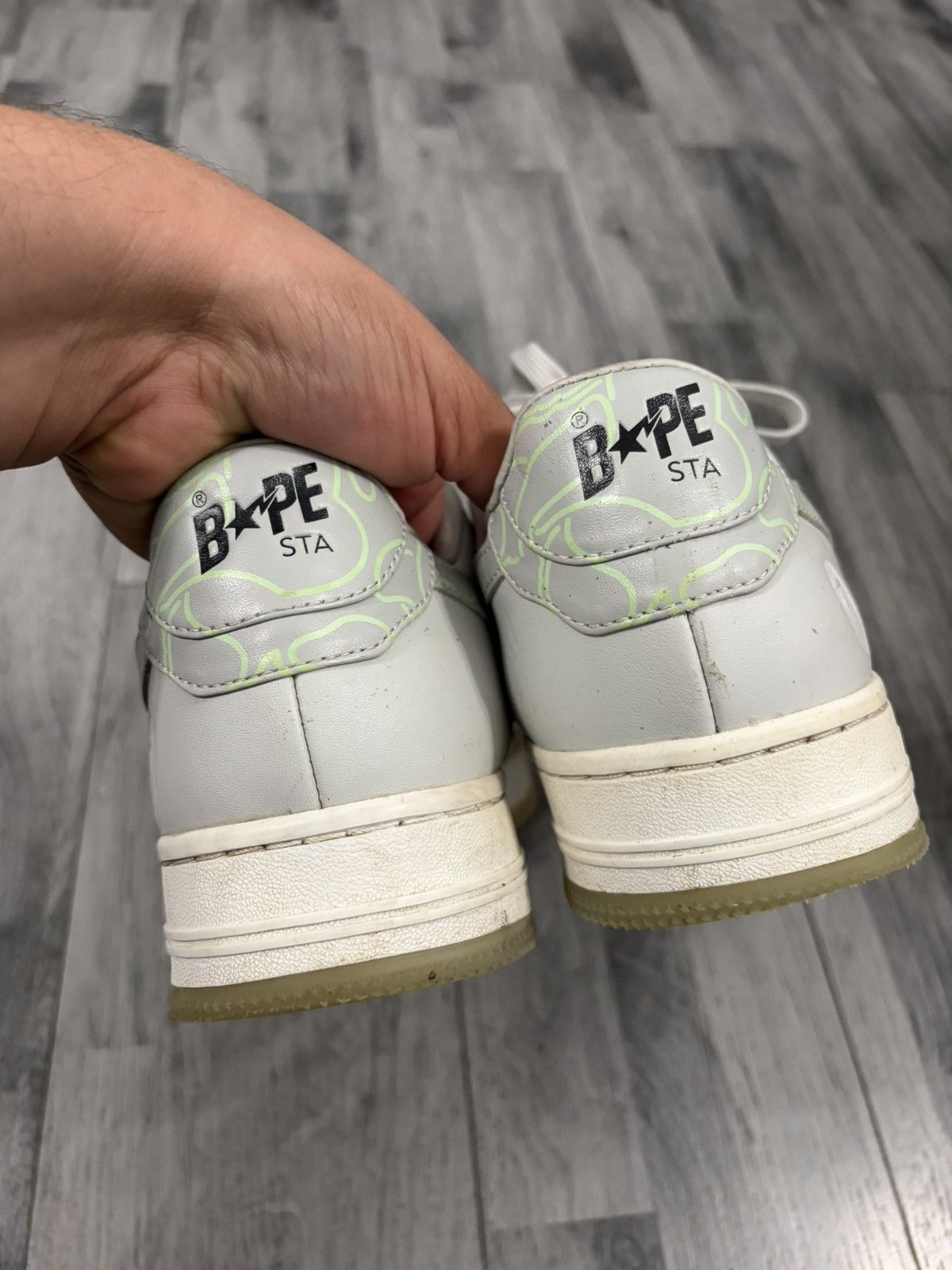 Bape BAPESTA #1 M2 Light Grey Leather Sneakers Size US 10 / EU 43 - 14 Thumbnail